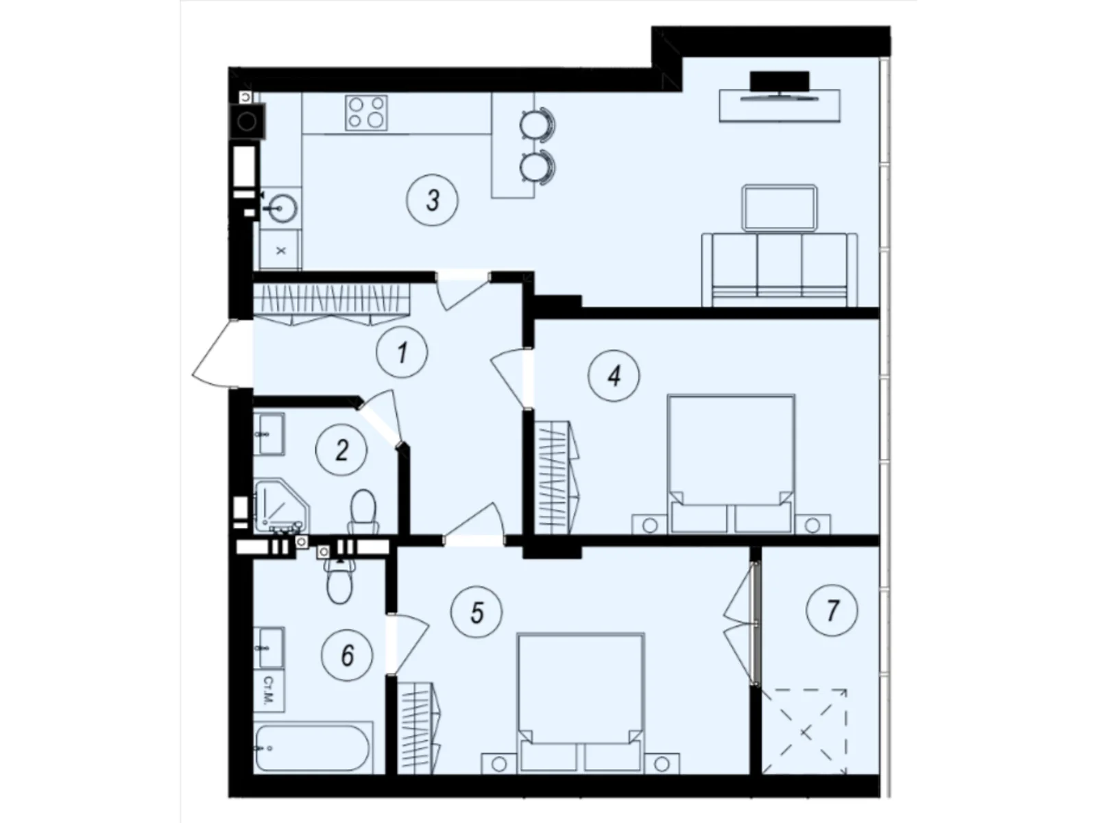 Продается 2-комнатная квартира 80.21 кв. м в Ужгороде, ул. Тлехаса, 89А - фото 1