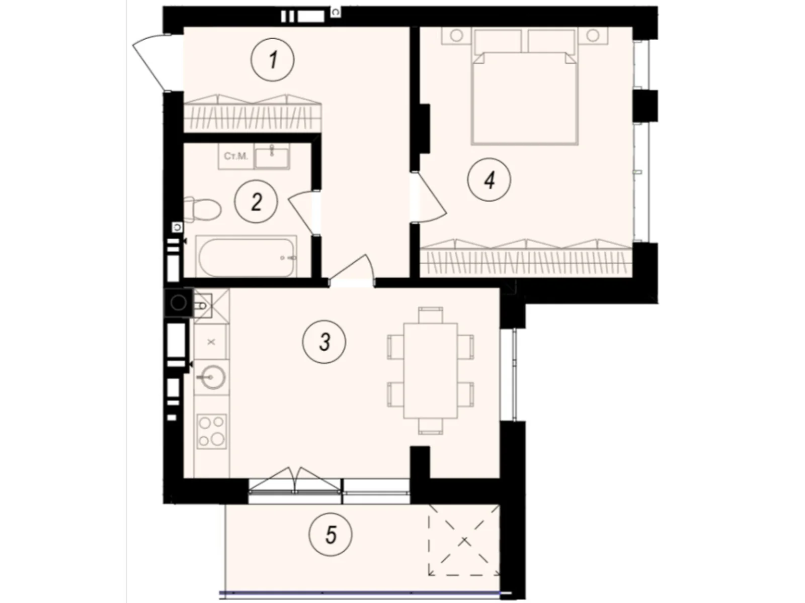 Продається 1-кімнатна квартира 50.75 кв. м у Ужгороді, вул. Тлехаса, 89А - фото 1