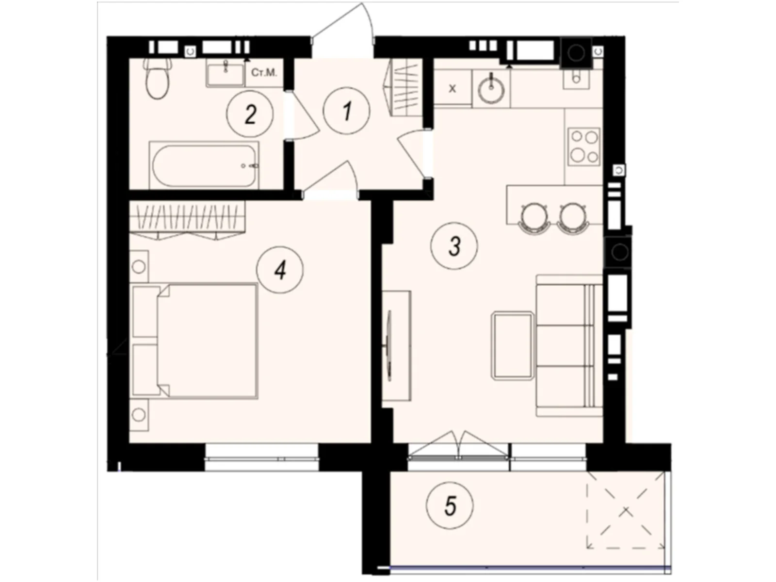 Продается 1-комнатная квартира 44.19 кв. м в Ужгороде, цена: 44190 $ - фото 1
