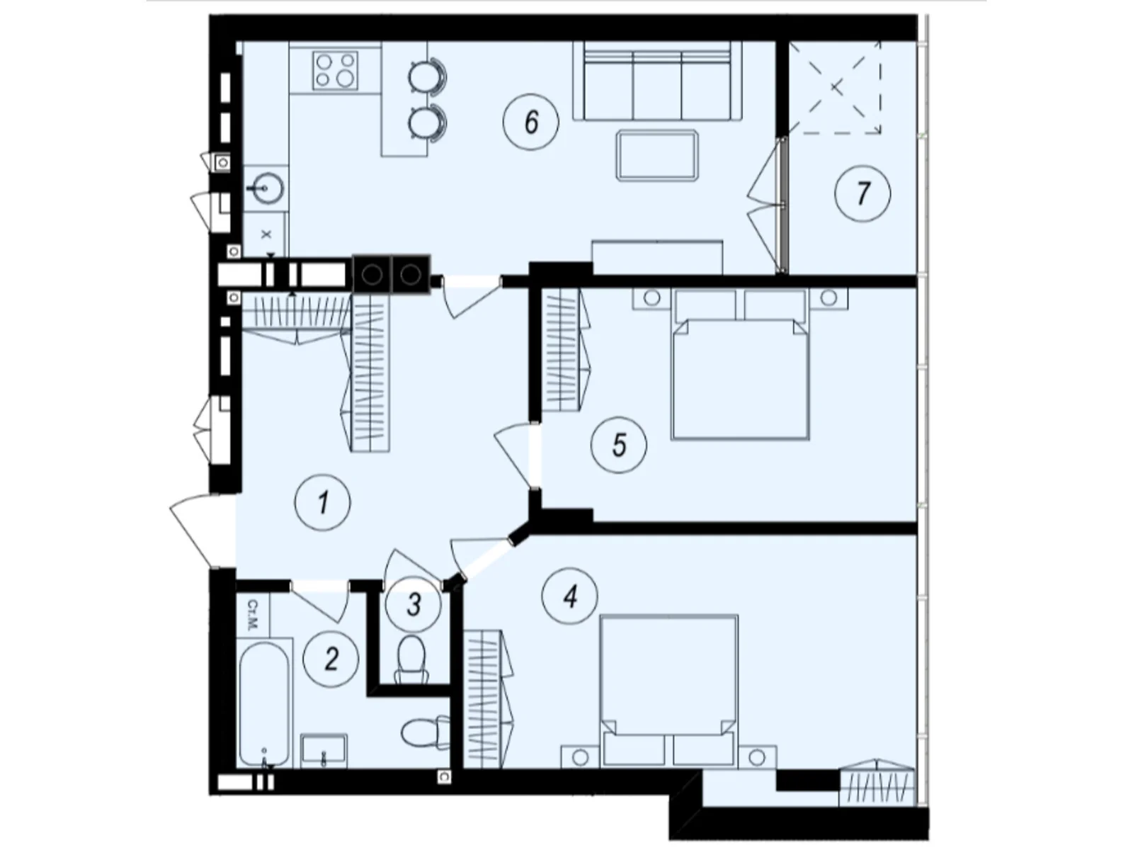 Продается 2-комнатная квартира 78.87 кв. м в Ужгороде, ул. Тлехаса, 89А - фото 1