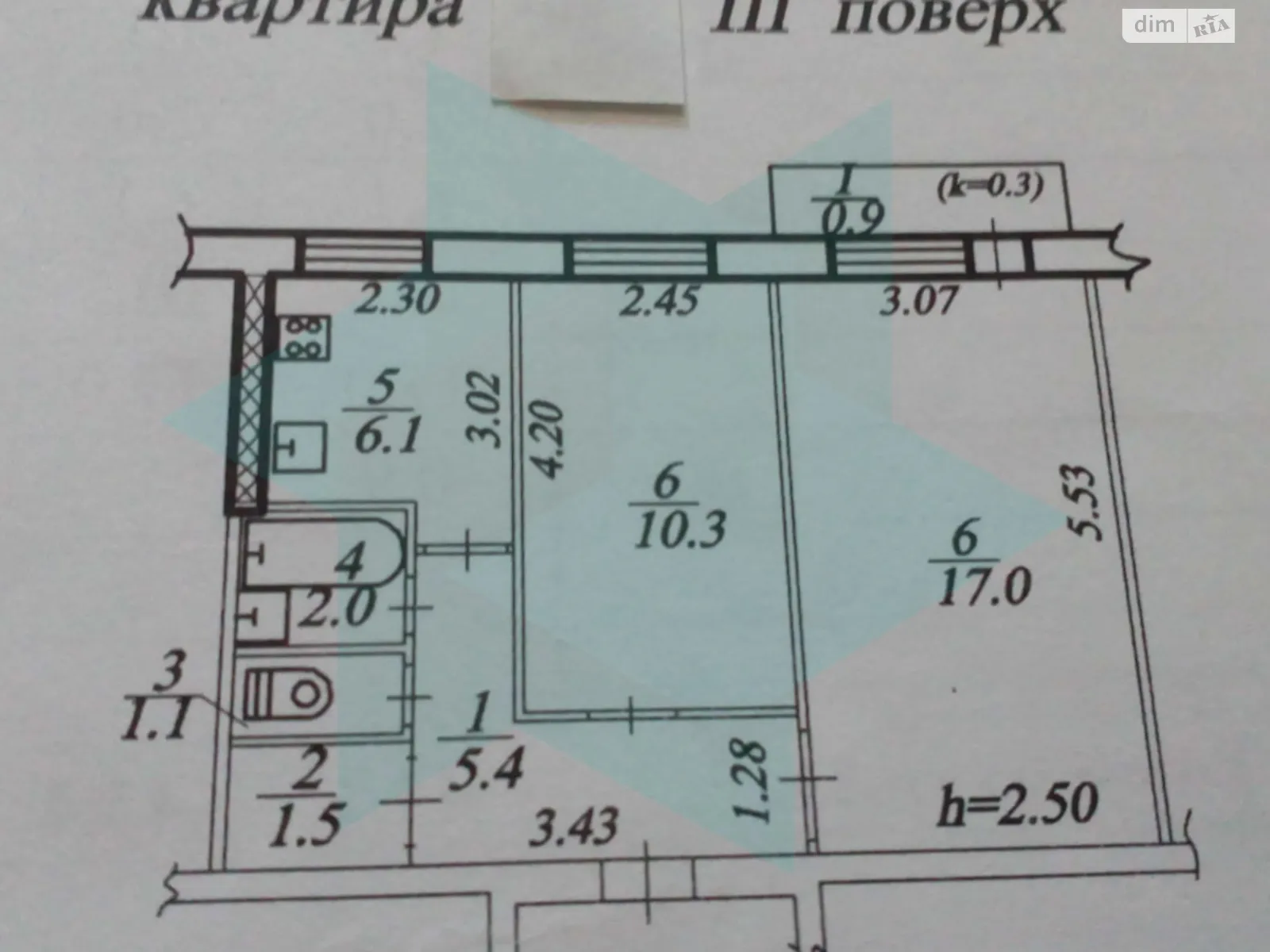 Продается 2-комнатная квартира 44.3 кв. м в Днепре, ул. Хмельницкого Богдана, 20 - фото 1