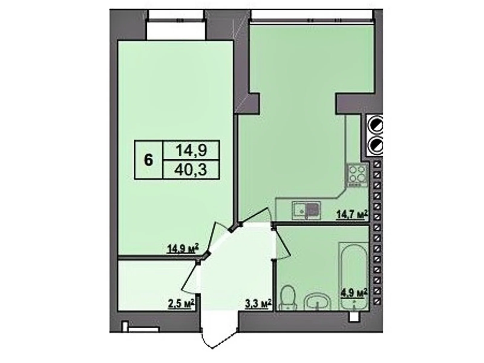 Продается 1-комнатная квартира 40.3 кв. м в Стрижавке, ул. Киевская - фото 1