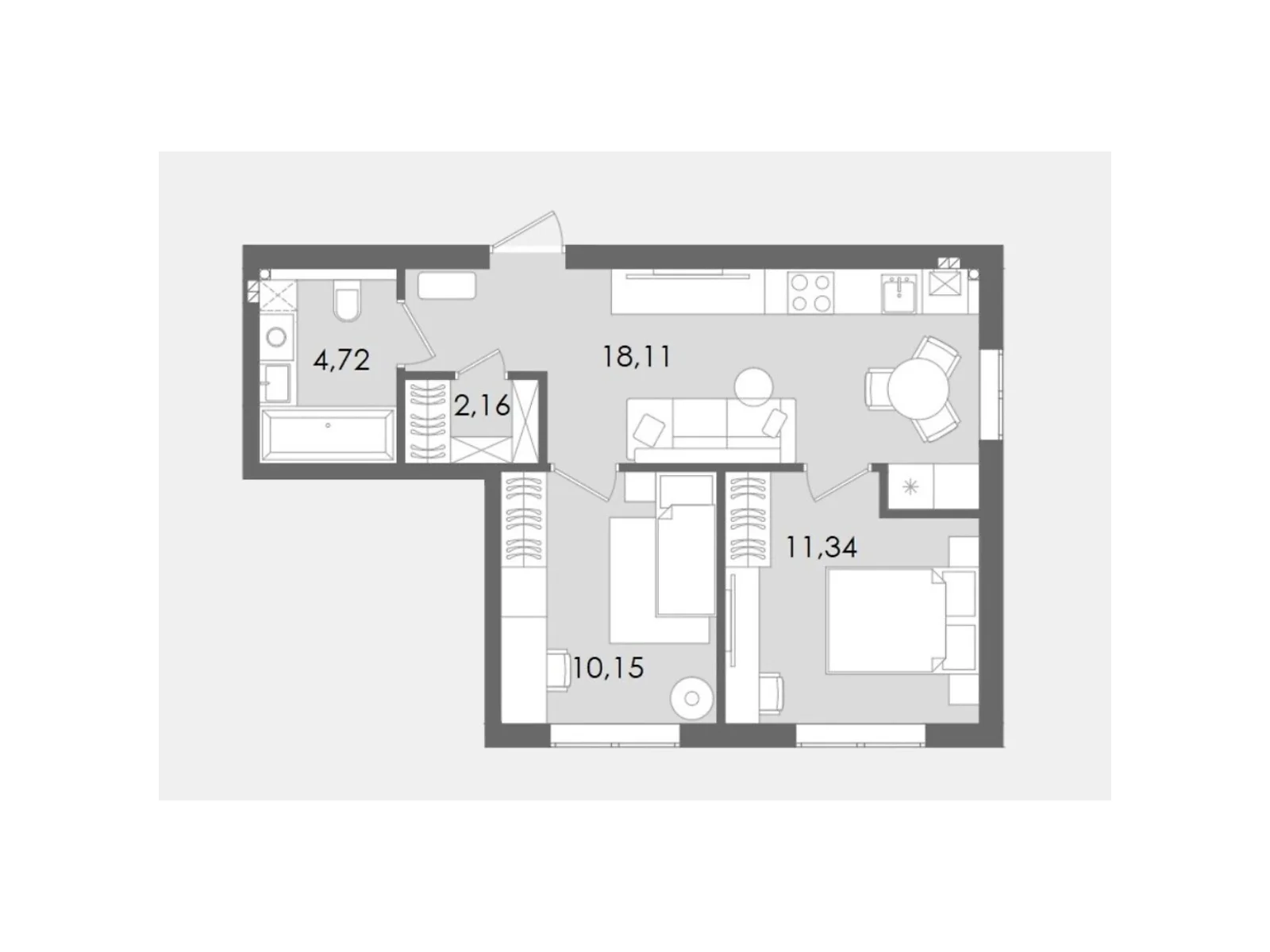 Продається 2-кімнатна квартира 46.48 кв. м у Святопетрівське, вул. Гідності, 10Б - фото 1