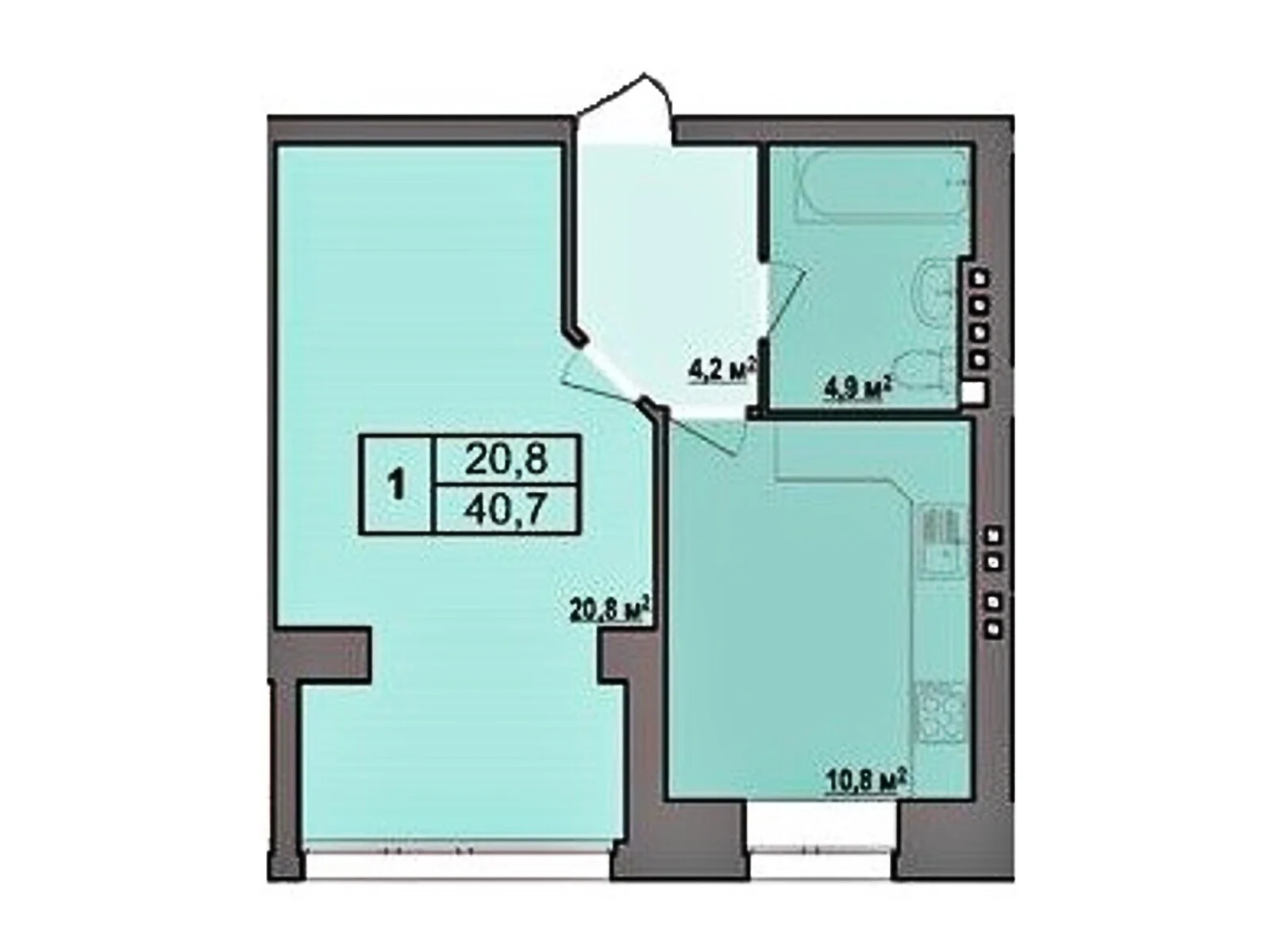 Продается 1-комнатная квартира 40.7 кв. м в Стрижавке, ул. Киевская - фото 1