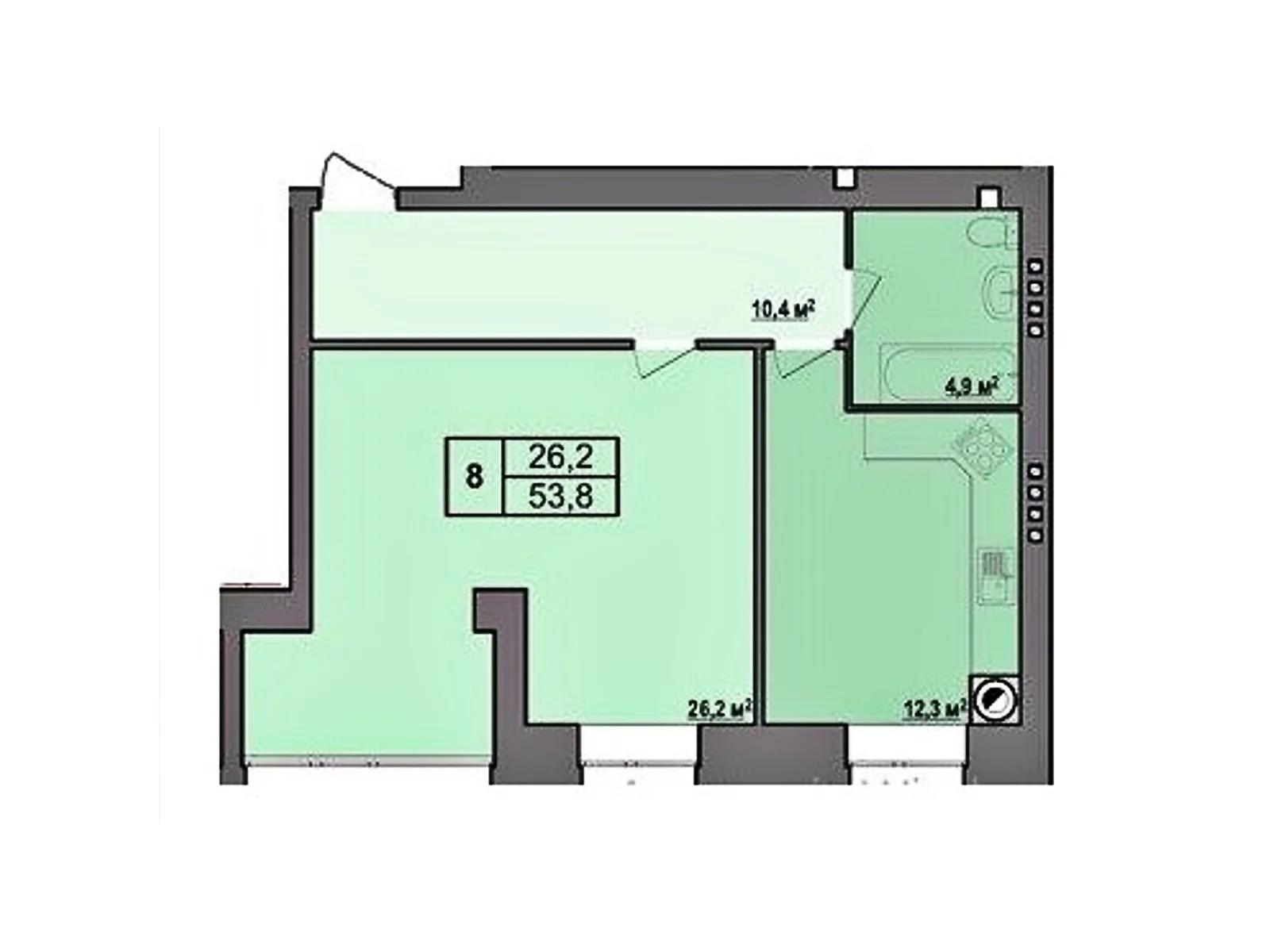 Продается 1-комнатная квартира 53.8 кв. м в Стрижавке, ул. Киевская, 1 - фото 1