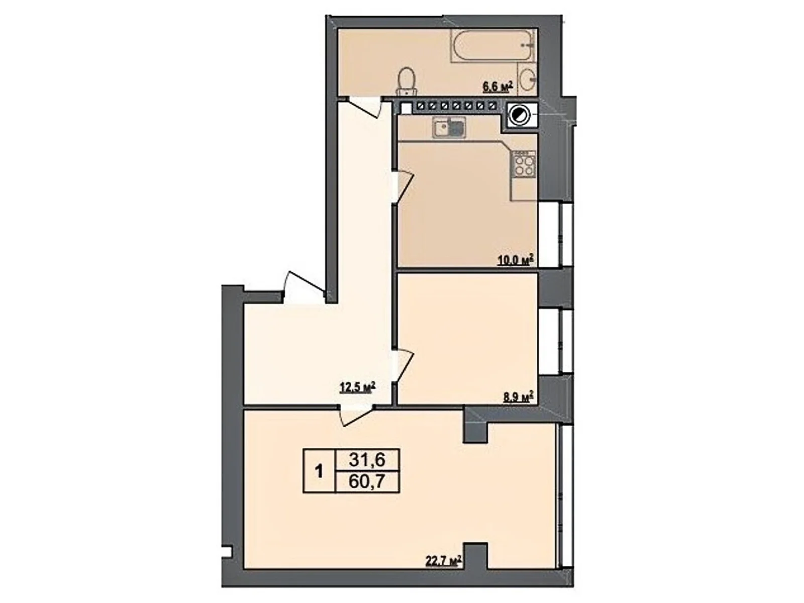 Продается 2-комнатная квартира 60.7 кв. м в Стрижавке, ул. Киевская, 1 - фото 1