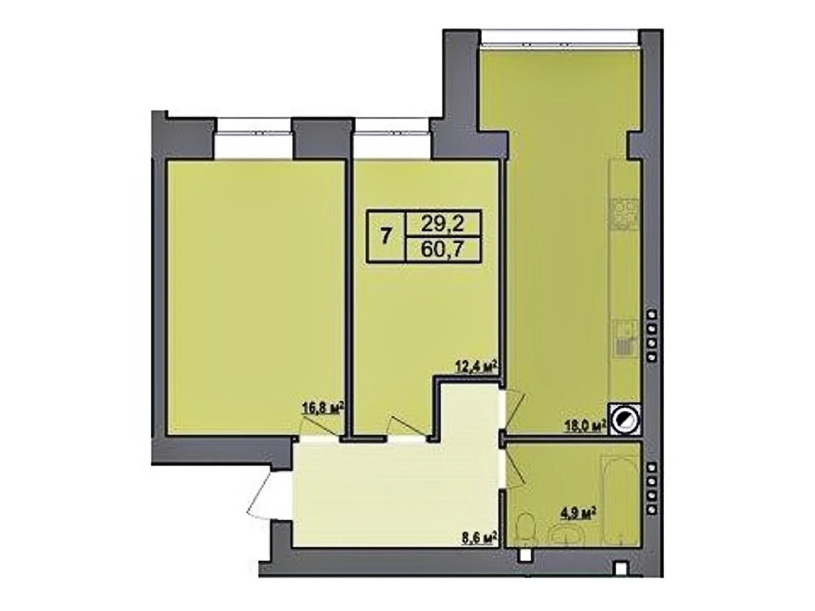 Продается 2-комнатная квартира 60.7 кв. м в Стрижавке, ул. Киевская - фото 1