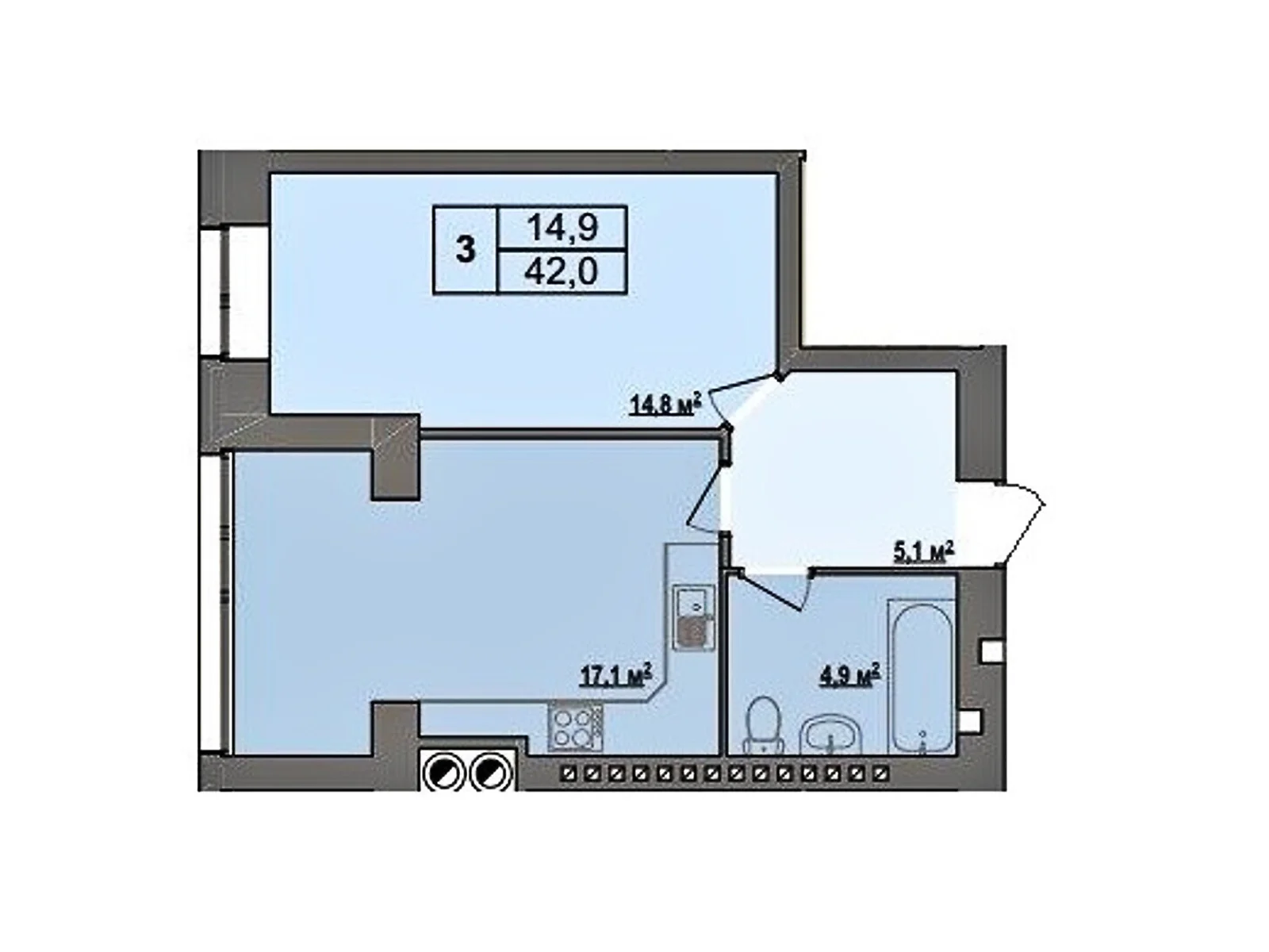 Продается 1-комнатная квартира 42 кв. м в Стрижавке, ул. Киевская - фото 1