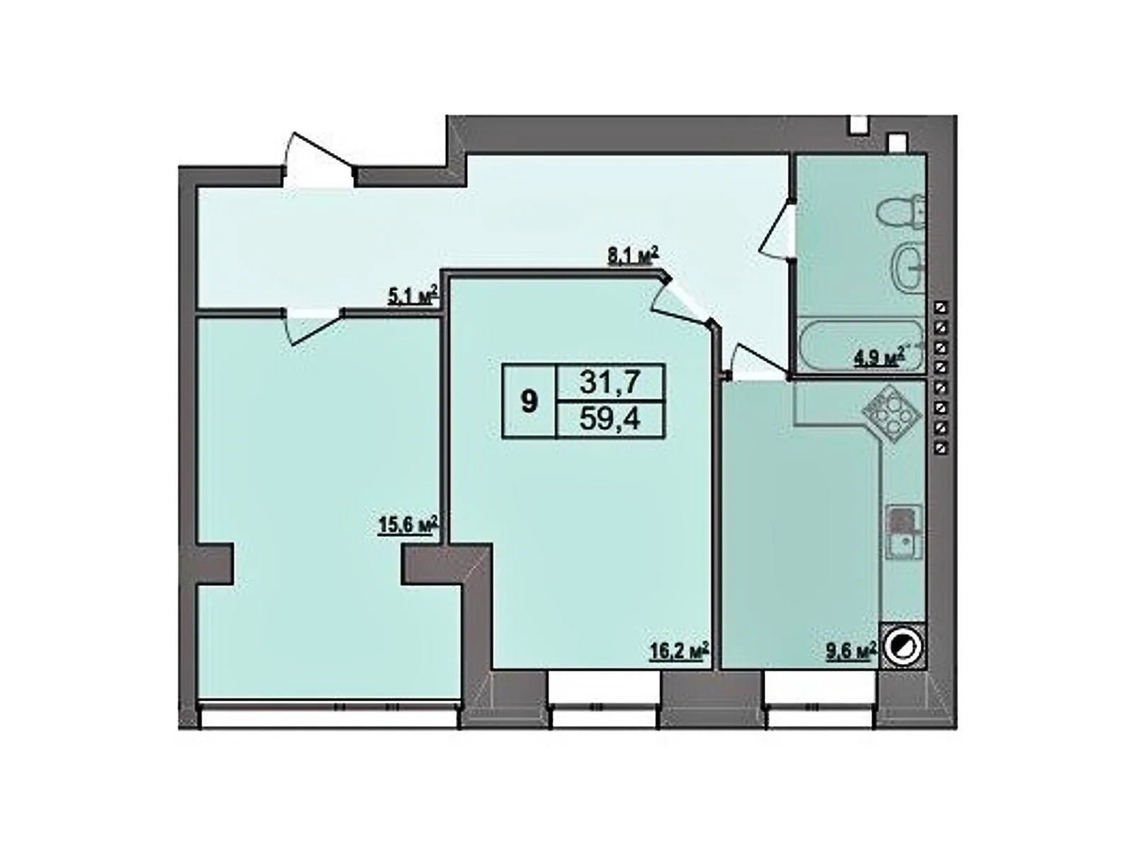 Продається 2-кімнатна квартира 59.4 кв. м у Стрижавці, вул. Київська, 1 - фото 1