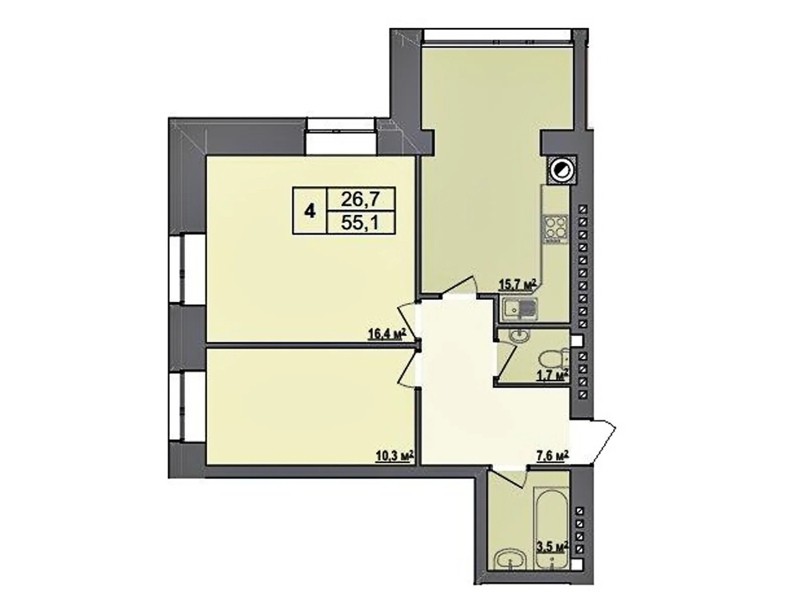 Продается 2-комнатная квартира 55.1 кв. м в Стрижавке, ул. Киевская - фото 1