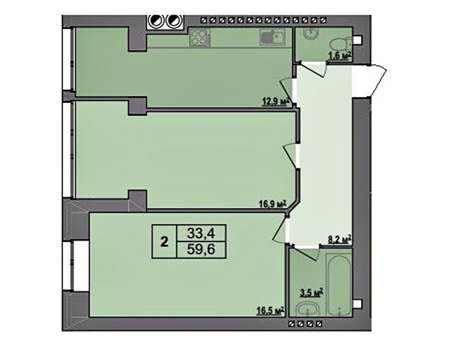 Продается 2-комнатная квартира 59.6 кв. м в Стрижавке, ул. Киевская - фото 1