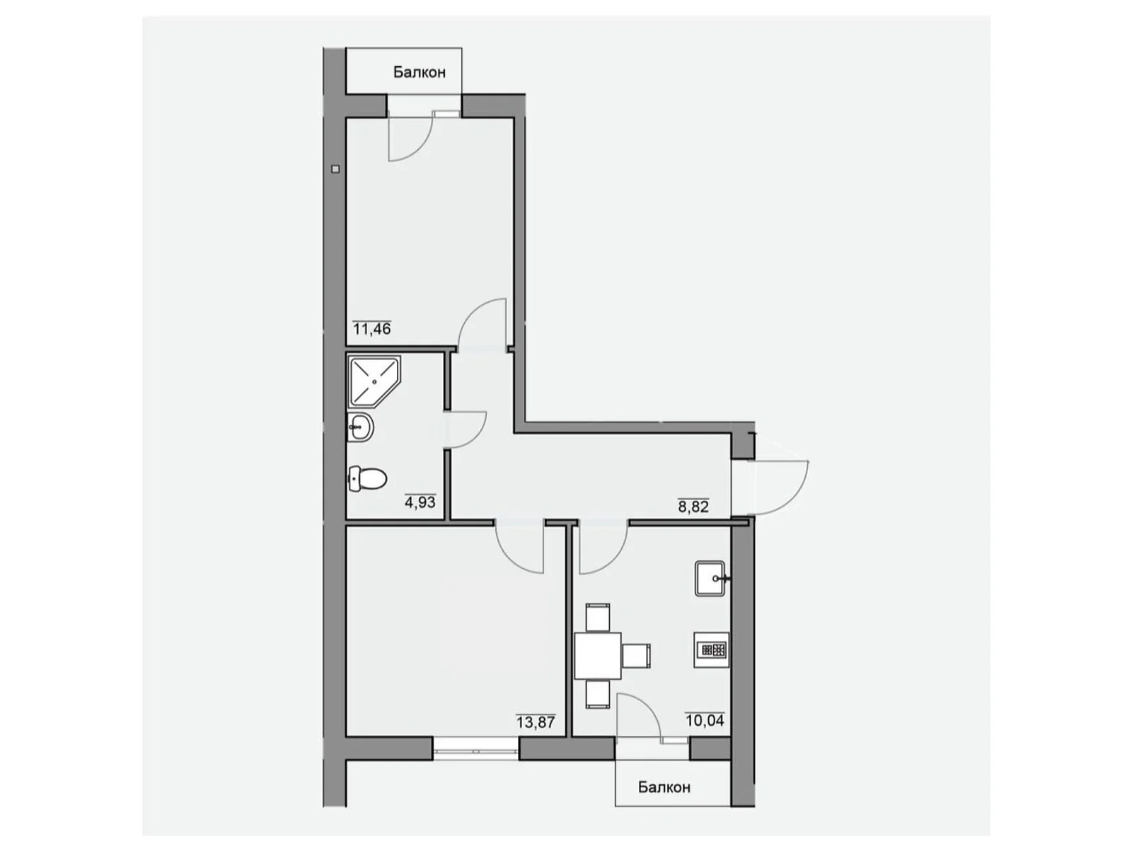 Продається 2-кімнатна квартира 50.72 кв. м у Березині, вул. Каштанова, 1 - фото 1