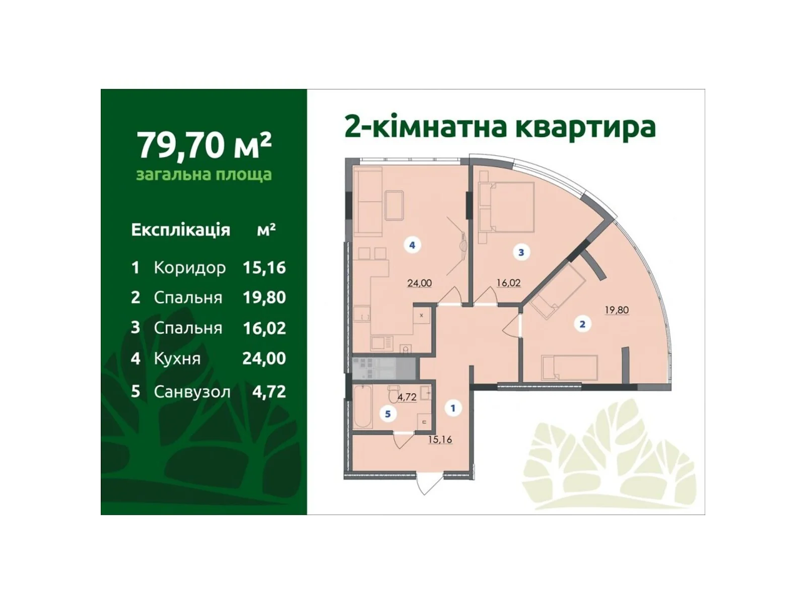 Продається 2-кімнатна квартира 79.7 кв. м у Івано-Франківську, вул. Набережна імені Василя Стефаника, 2Б - фото 1