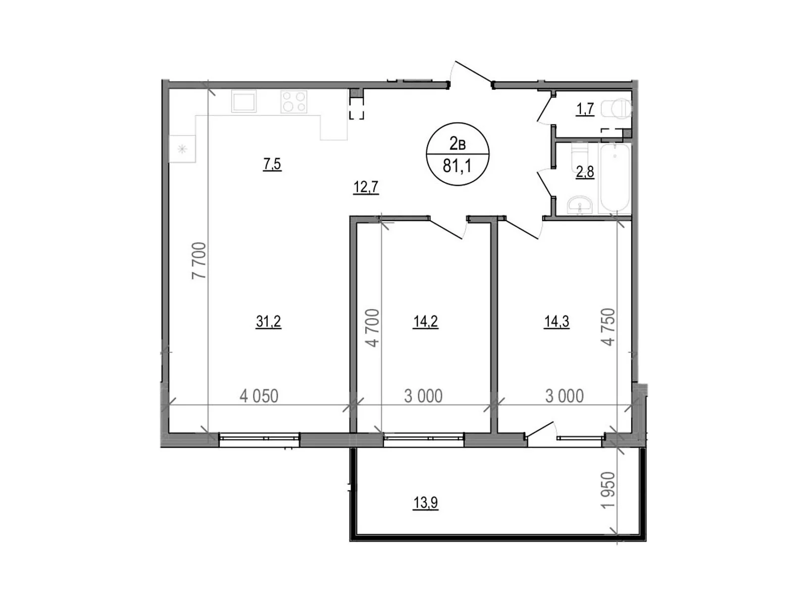 Продается 2-комнатная квартира 81.8 кв. м в, цена: 70757 $ - фото 1