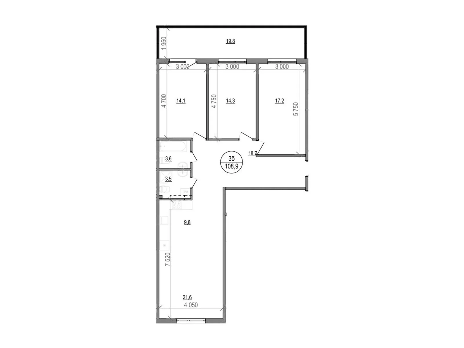 Продается 3-комнатная квартира 108.9 кв. м в, цена: 92021 $ - фото 1