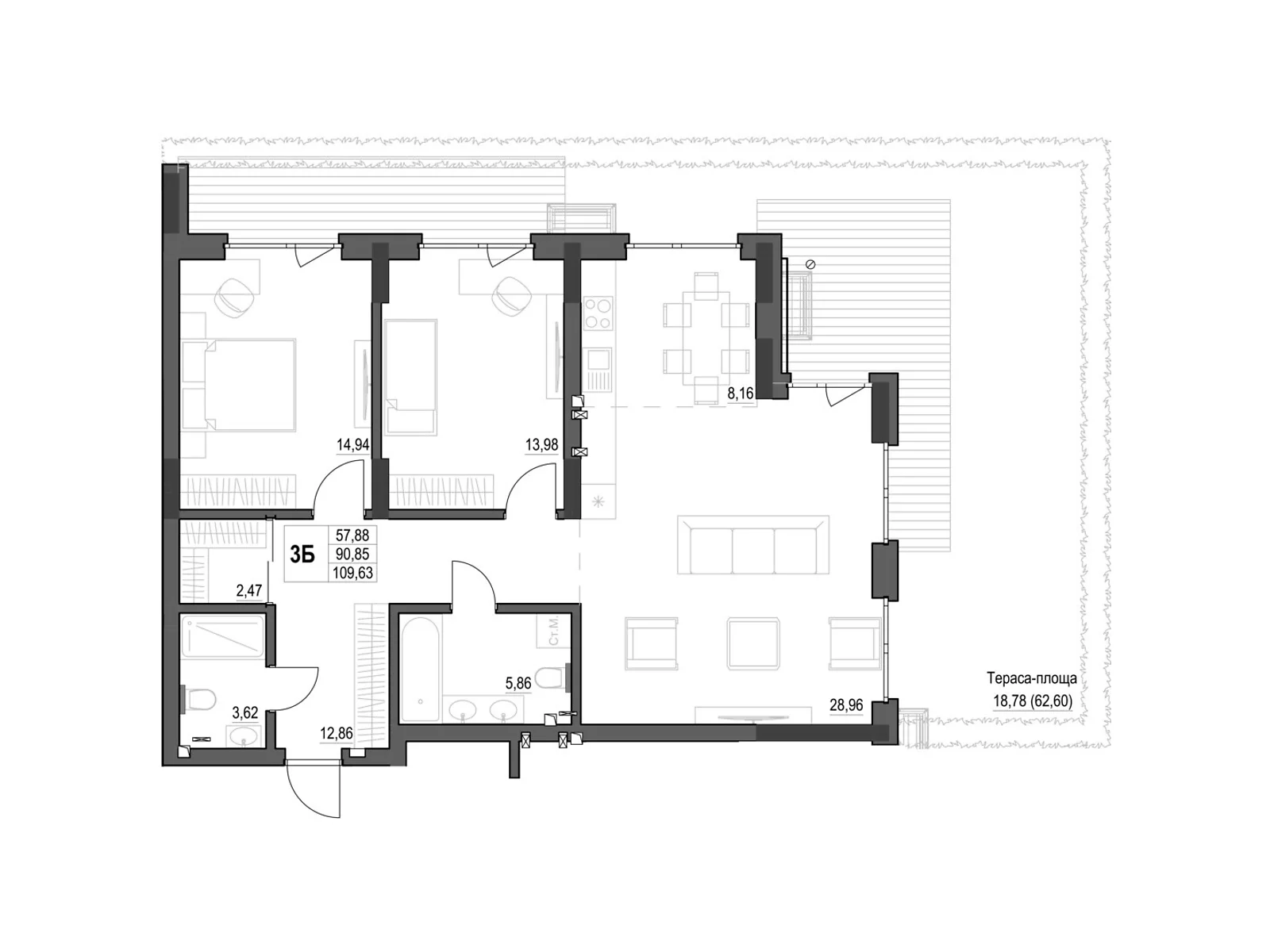 Продается 3-комнатная квартира 109.63 кв. м в Кропивницком, ул. Яновского, 65/52 - фото 1