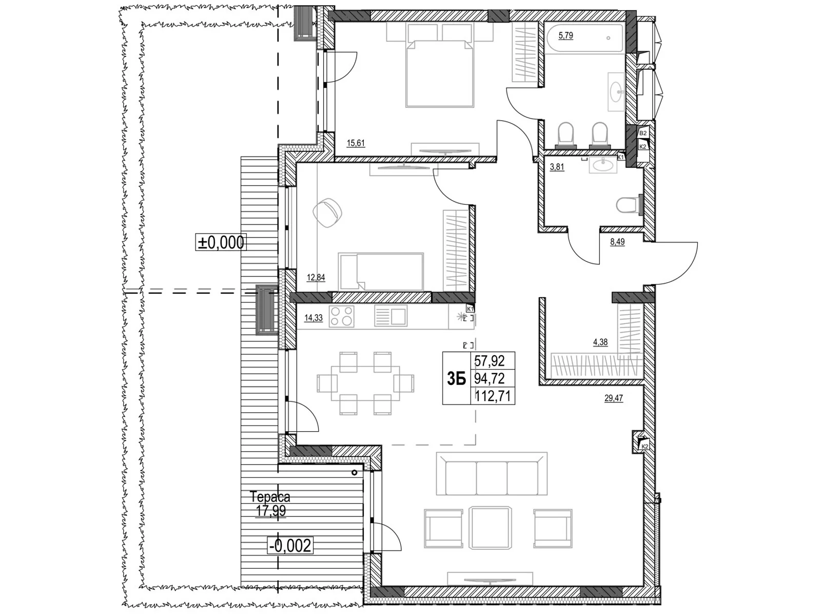 Продается 3-комнатная квартира 102.33 кв. м в Кропивницком, ул. Яновского, 65/52 - фото 1