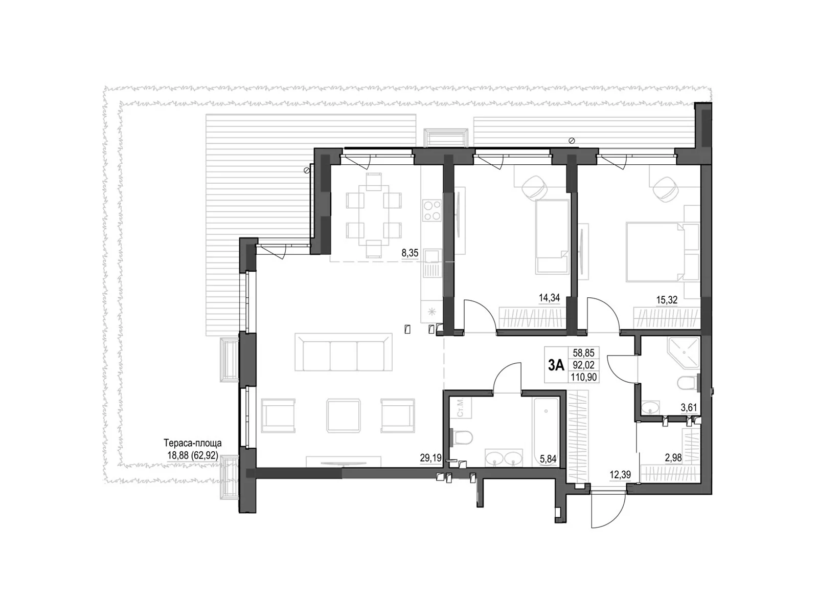 Продается 3-комнатная квартира 110.9 кв. м в Кропивницком, ул. Яновского, 65/52 - фото 1