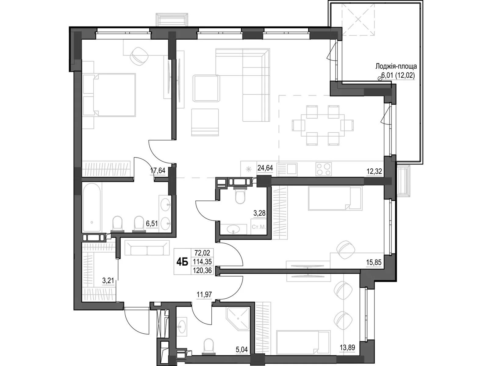 Продается 4-комнатная квартира 120.6 кв. м в Кропивницком, цена: 156789 $ - фото 1