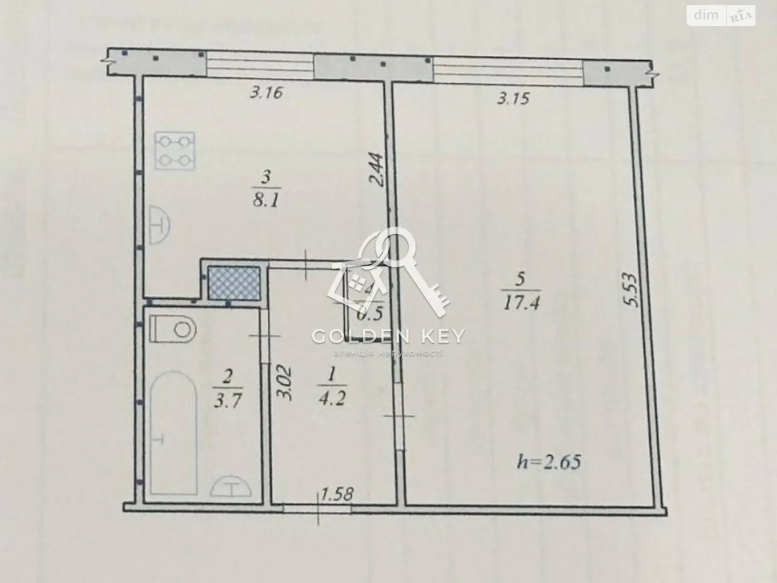 Продается 1-комнатная квартира 33.9 кв. м в Кривом Роге, мкр. Солнечный, 3 - фото 1