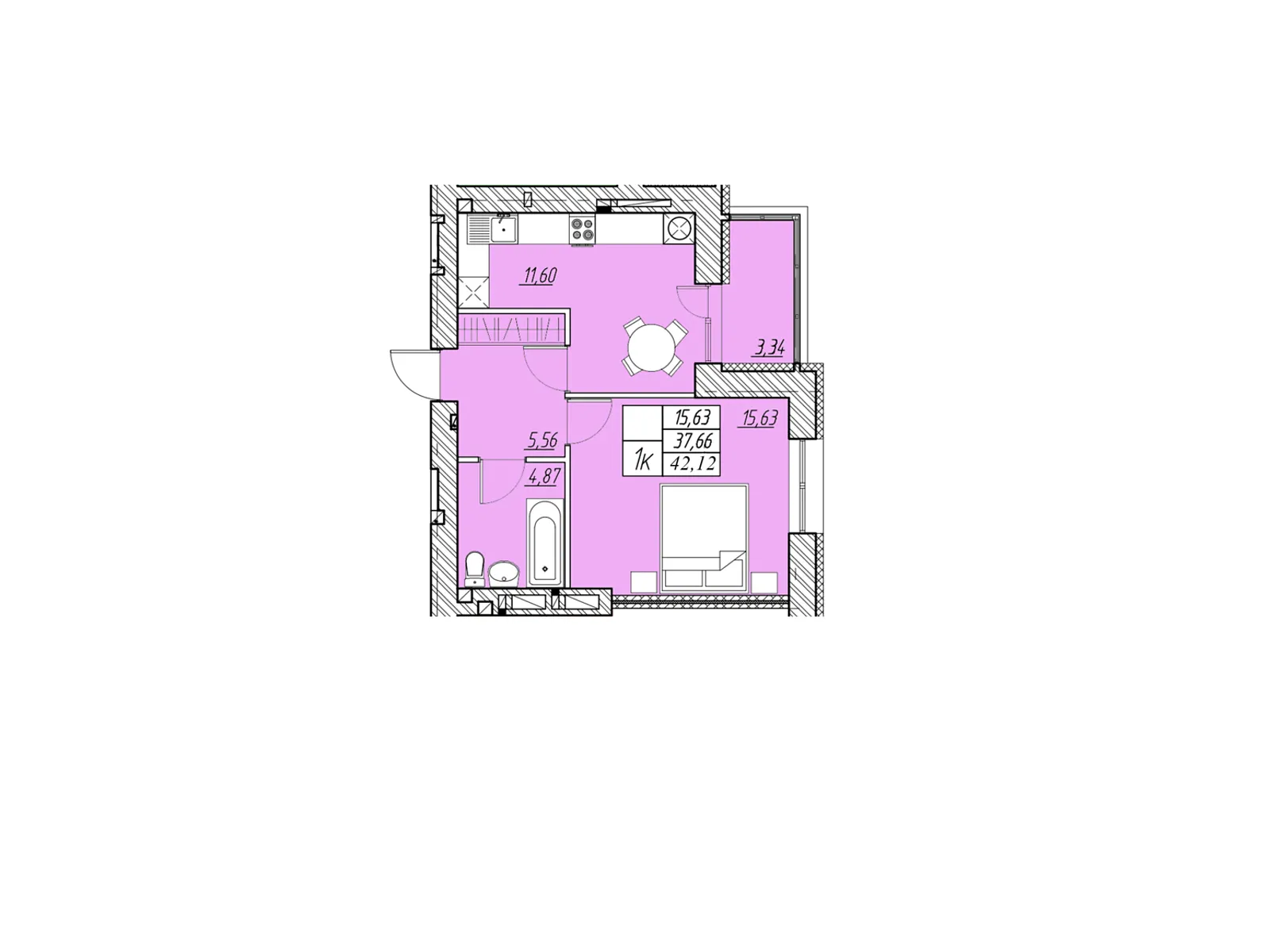 1-комнатная квартира 42.12 кв. м в Тернополе, цена: 24008 $ - фото 1