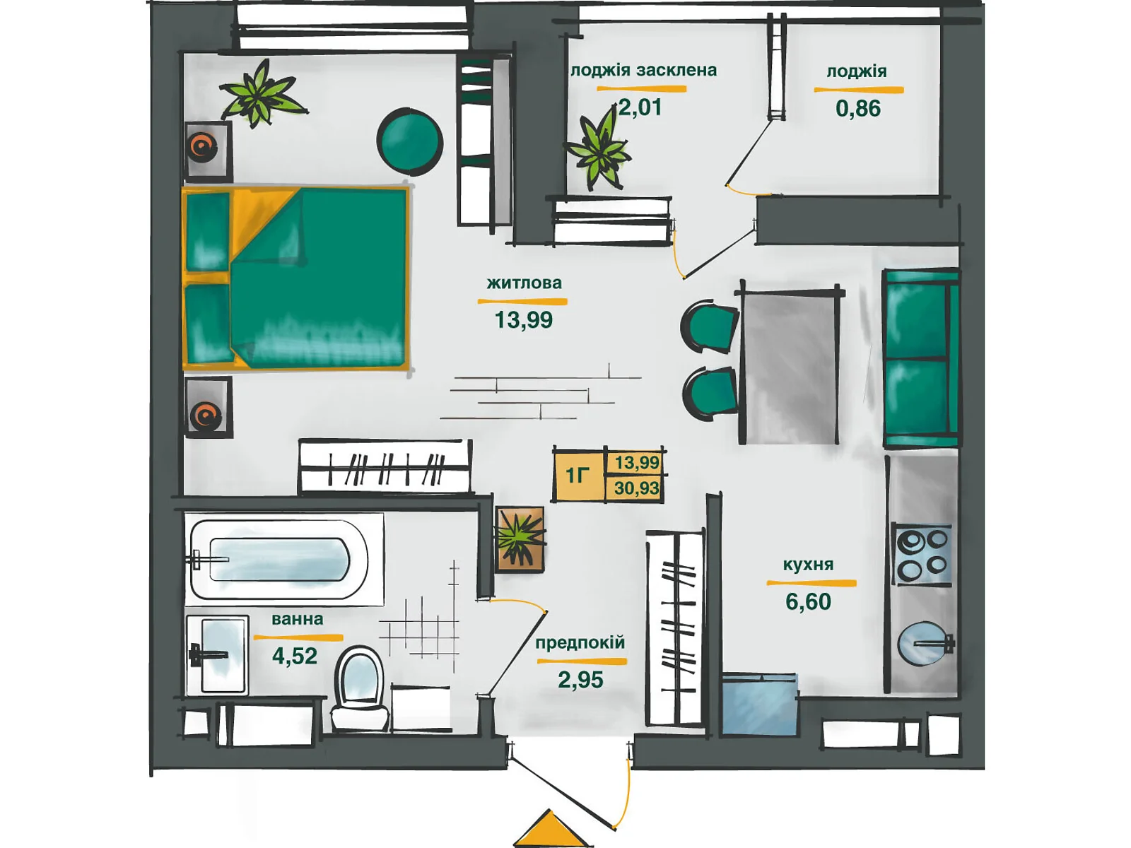 Продается 1-комнатная квартира 33.06 кв. м в Киеве, ул. Ивана Выговского(Маршала Гречко) - фото 1