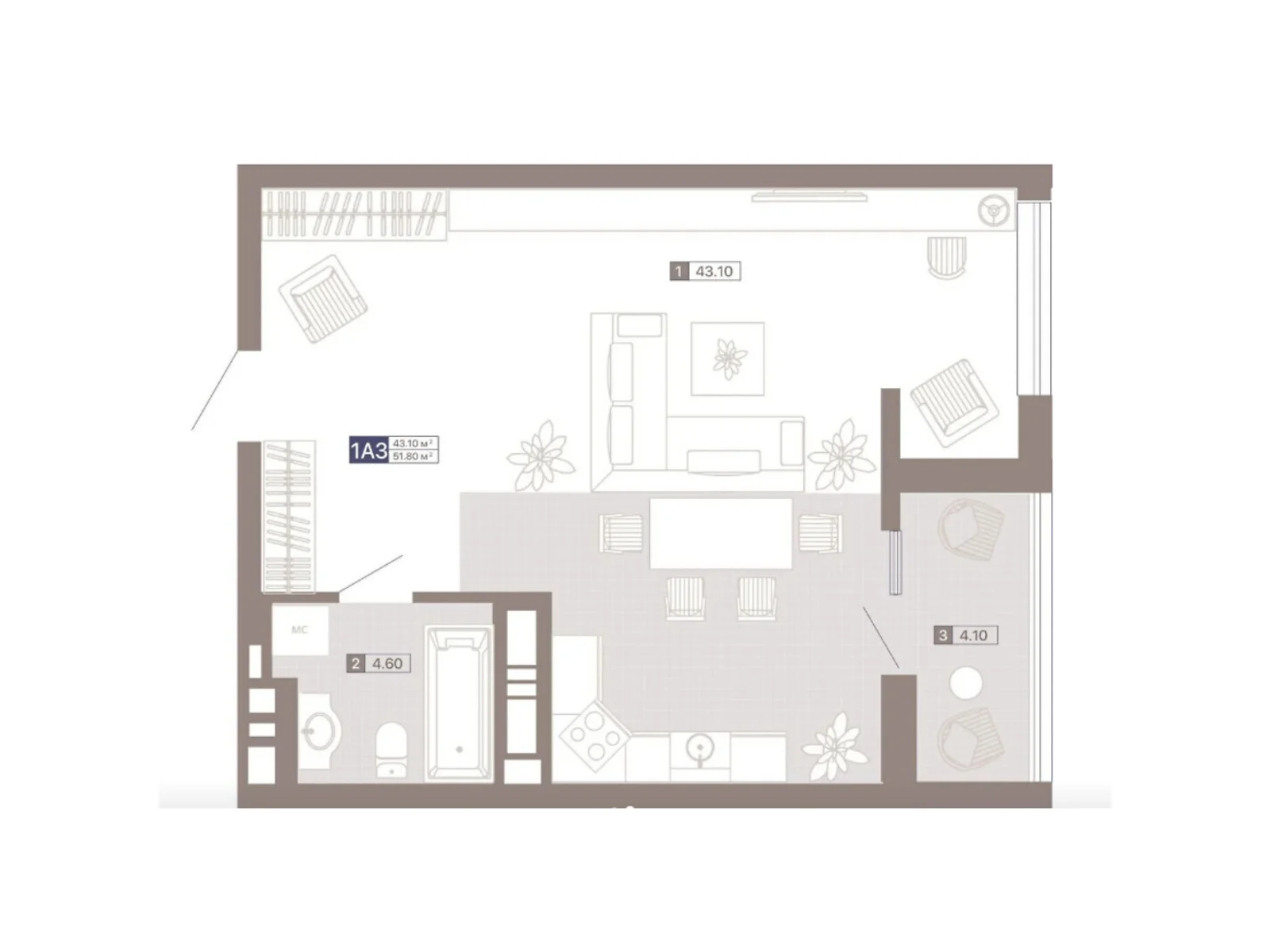 Продается 1-комнатная квартира 51.5 кв. м в Киеве, ул. Половецкая, 4 - фото 1