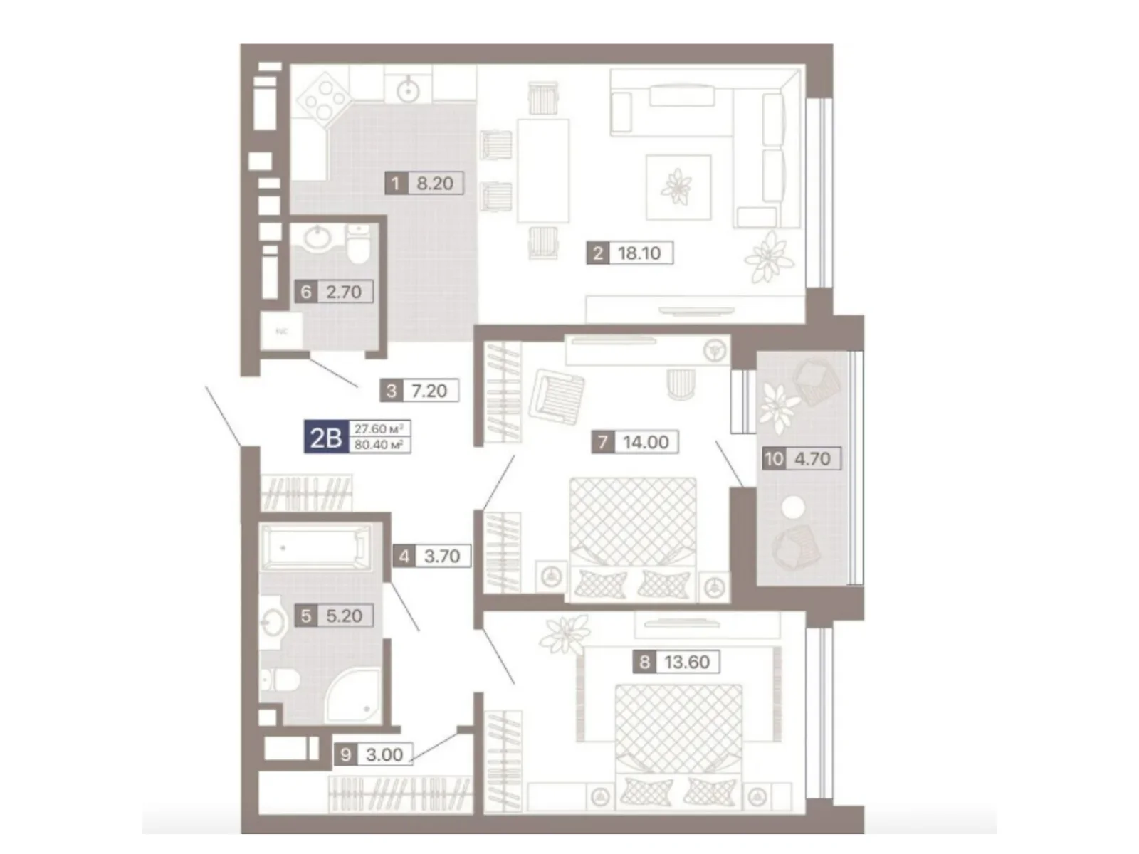 Продается 2-комнатная квартира 80.4 кв. м в Киеве, ул. Половецкая, 4 - фото 1