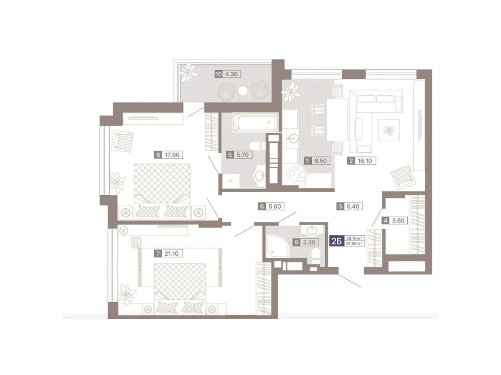 Продается 2-комнатная квартира 91.9 кв. м в Киеве, ул. Половецкая, 4 - фото 1