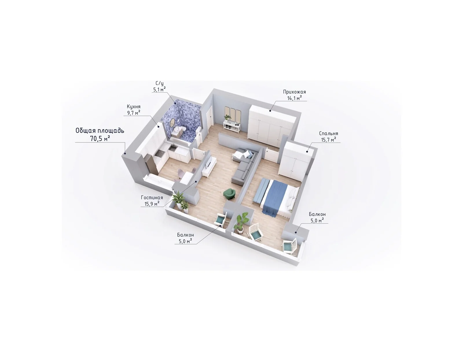 Продается 2-комнатная квартира 70.5 кв. м в Николаеве - фото 1