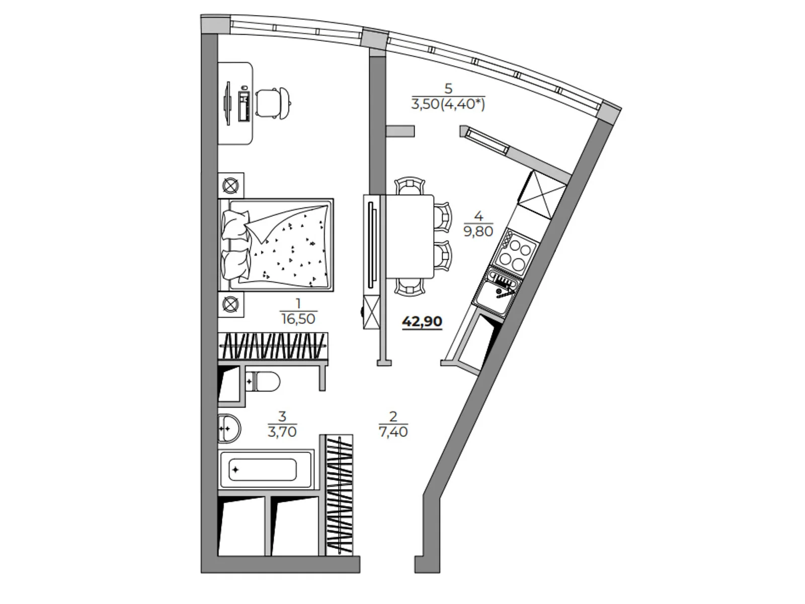 Продается 1-комнатная квартира 42.9 кв. м в Одессе, Фонтанская дор., 118А - фото 1