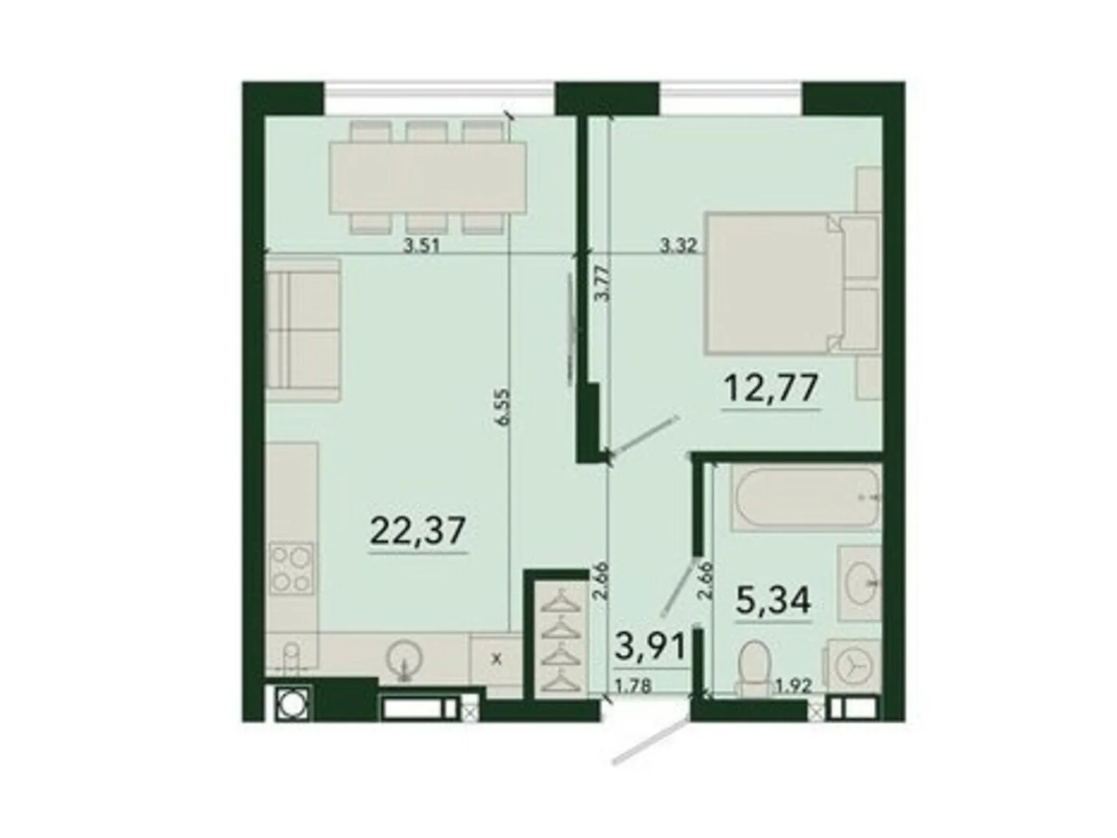 Продается 1-комнатная квартира 44.42 кв. м в Сокольниках, ул. Героев Крут - фото 1