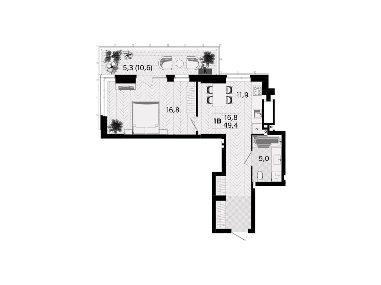 Продается 1-комнатная квартира 49.4 кв. м в Виннице, ул. Келецкая, 1 - фото 1