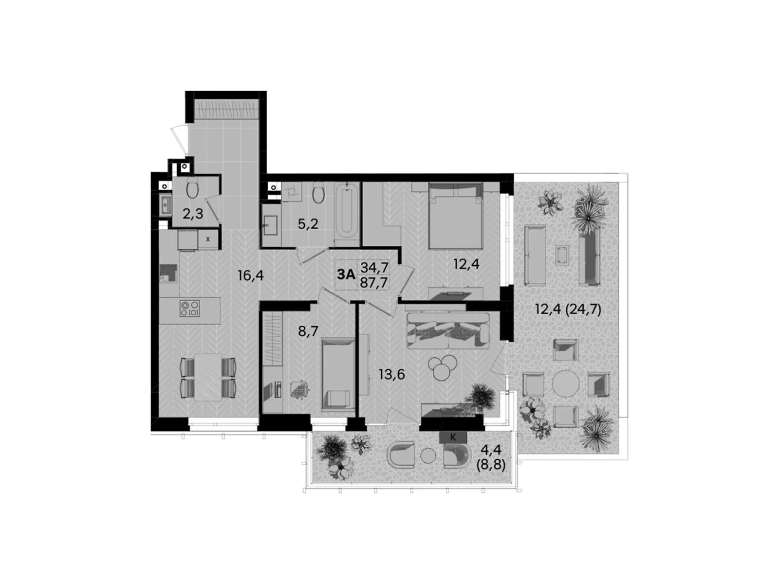 Продается 3-комнатная квартира 87.7 кв. м в Виннице, ул. Келецкая, 1 - фото 1