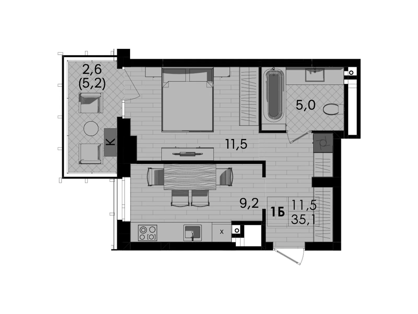 Продається 1-кімнатна квартира 35.1 кв. м у Вінниці, вул. Келецька, 1 - фото 1