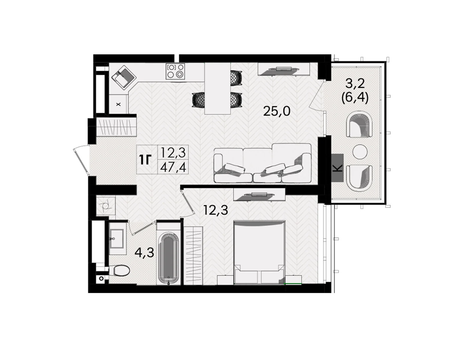 Продається 1-кімнатна квартира 47.4 кв. м у Вінниці, вул. Келецька, 1 - фото 1
