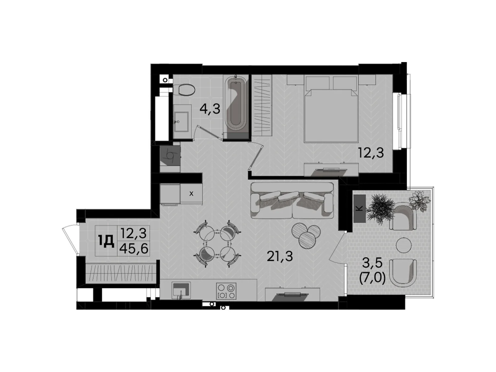 Продається 1-кімнатна квартира 45.6 кв. м у Вінниці, вул. Келецька, 1 - фото 1