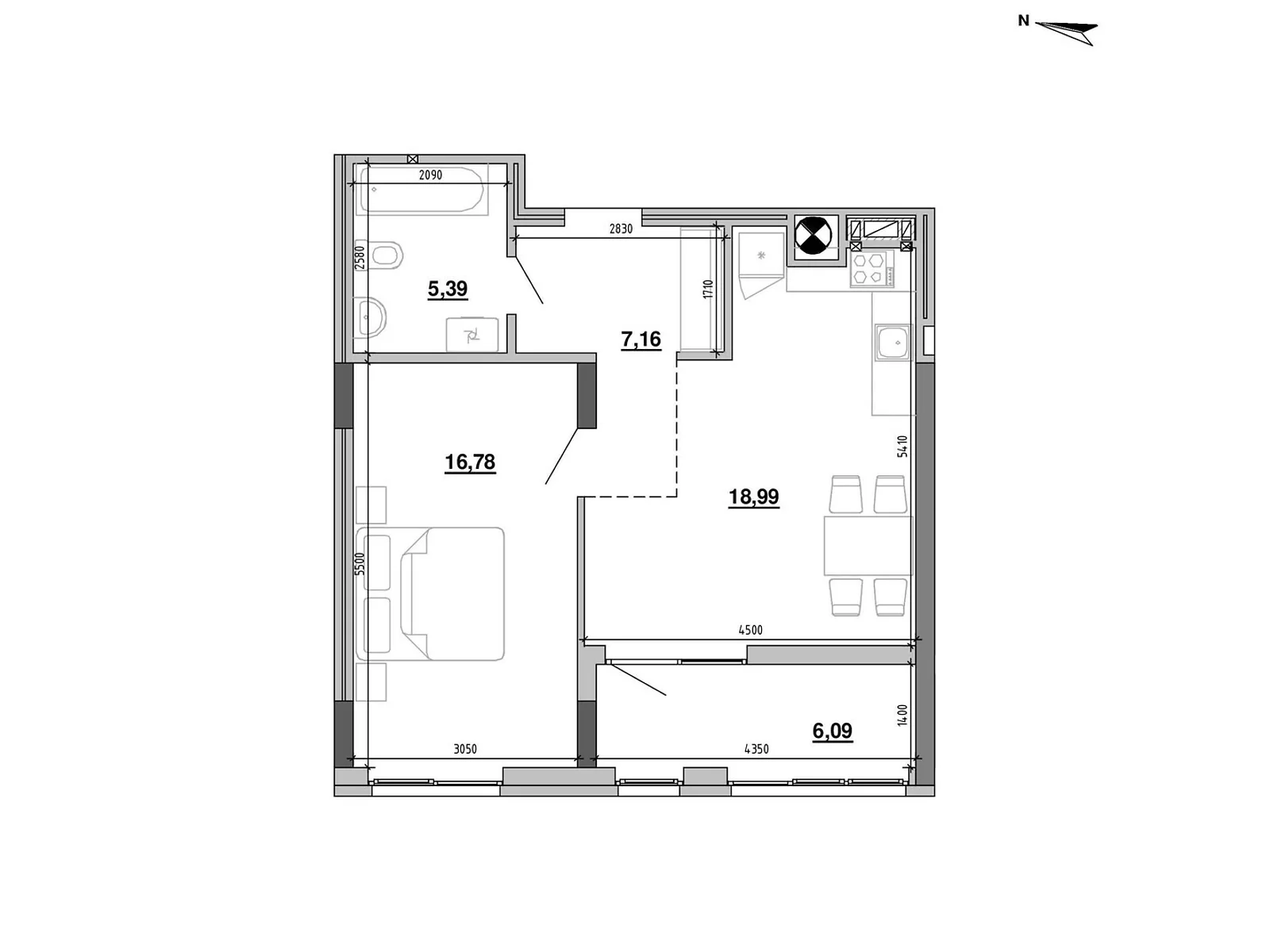 Продается 1-комнатная квартира 54.41 кв. м в Львове, цена: 83424 $ - фото 1