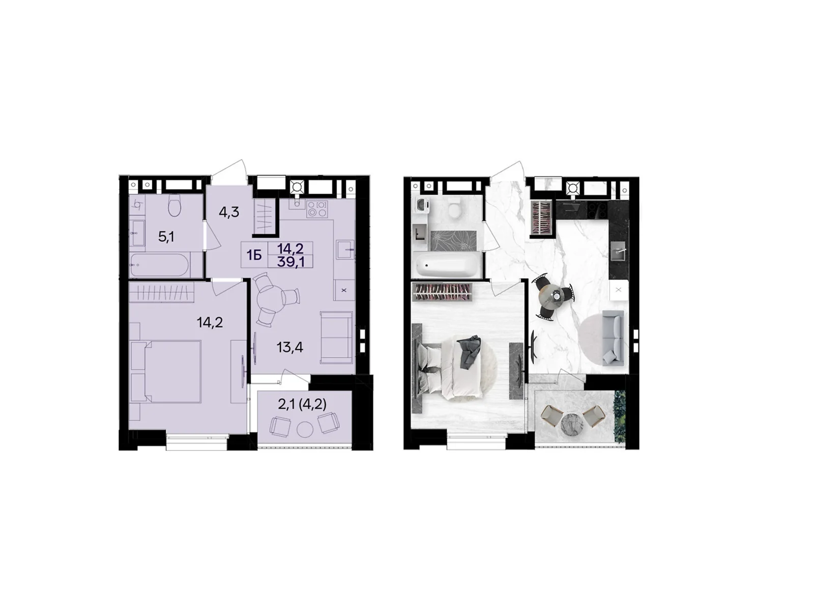 Продается 1-комнатная квартира 39.1 кв. м в Виннице, ул. Левка Лукьяненко(Ватутина), 16Б - фото 1