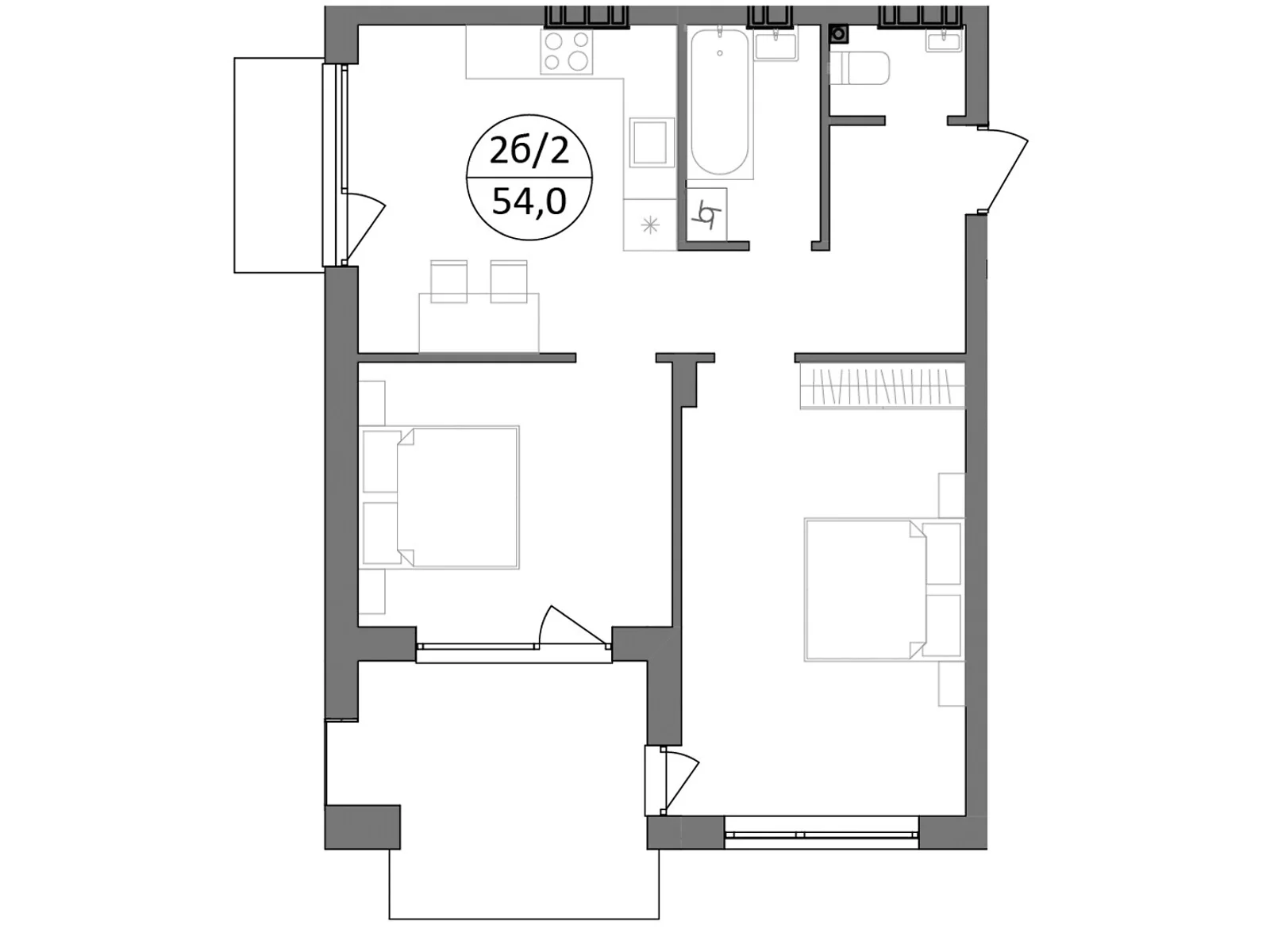 Продається 2-кімнатна квартира 53.3 кв. м у Брюховичах, вул. Широка, 22 - фото 1