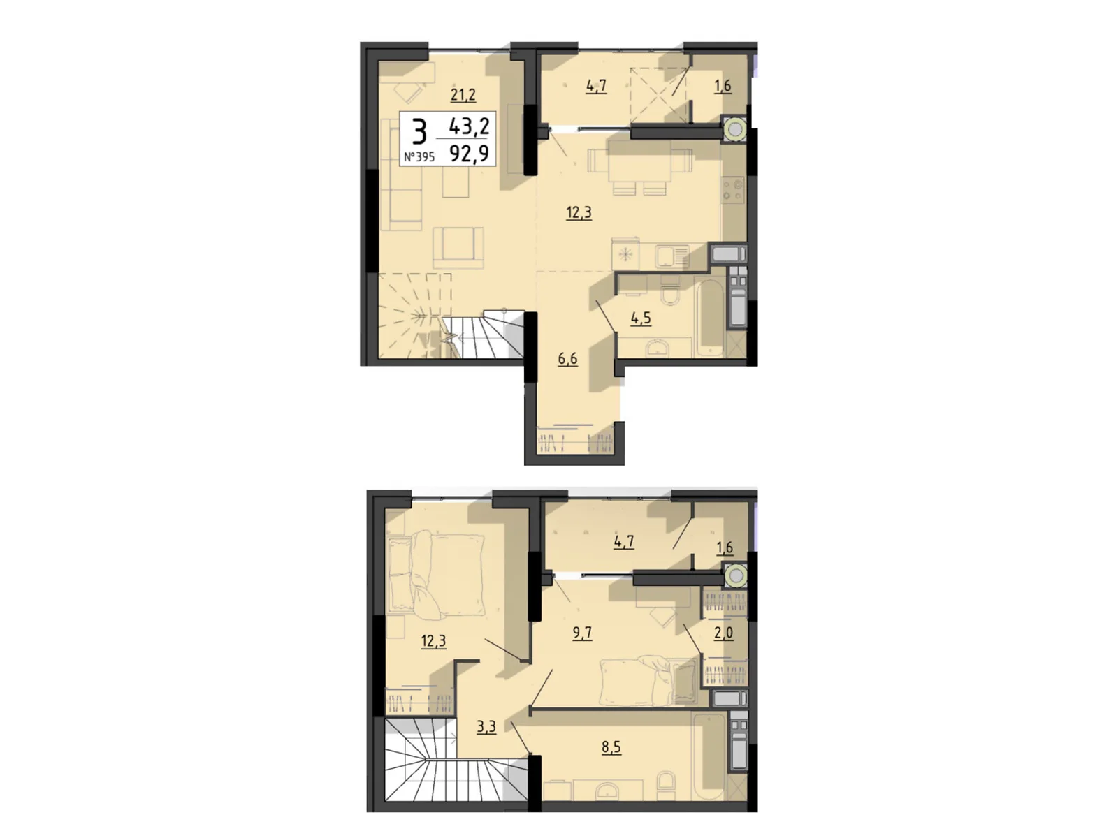 3-комнатная квартира 92.9 кв. м в Тернополе, цена: 83610 $ - фото 1