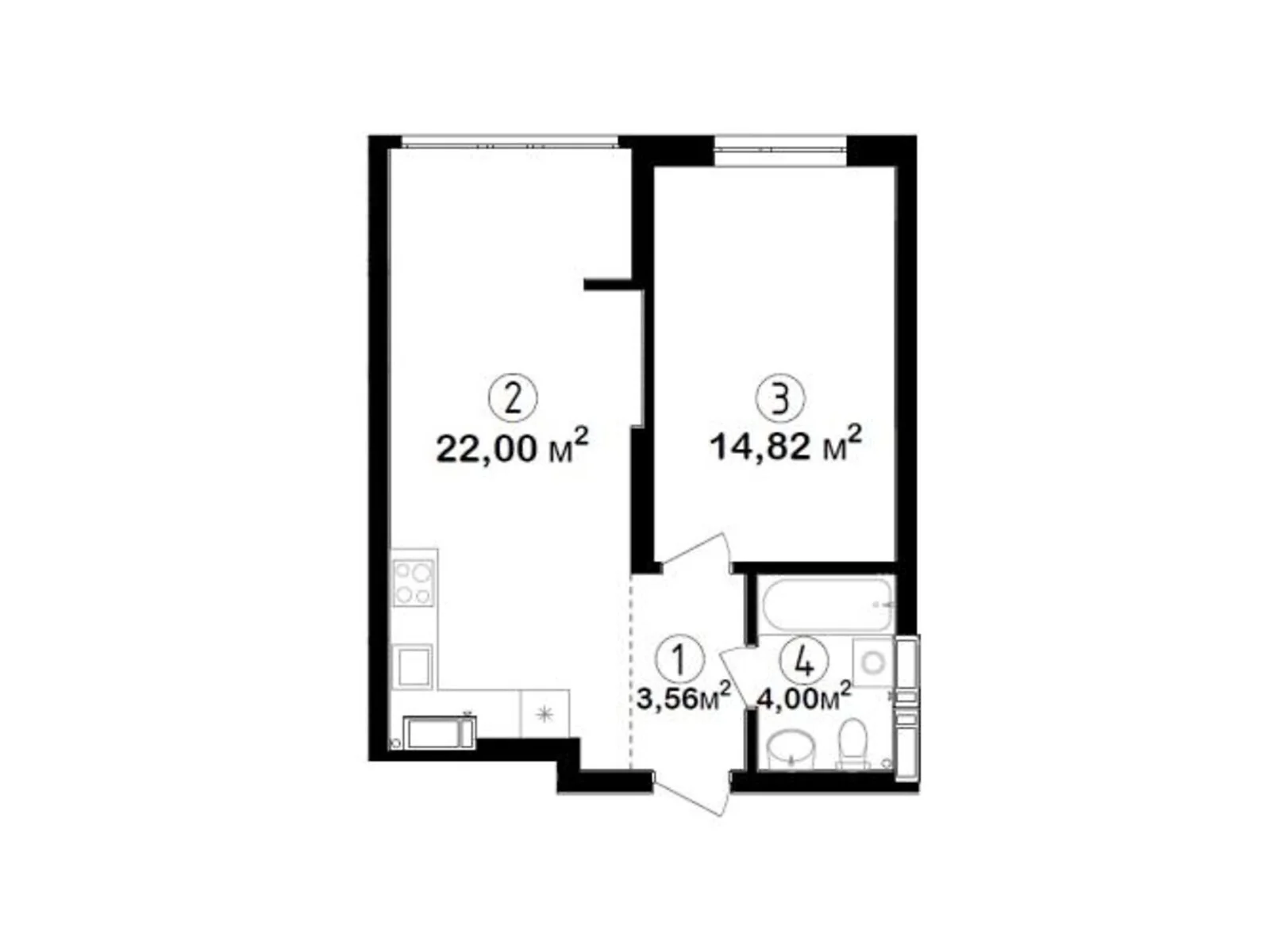 Продается 1-комнатная квартира 44.38 кв. м в Киеве, цена: 80259 $ - фото 1