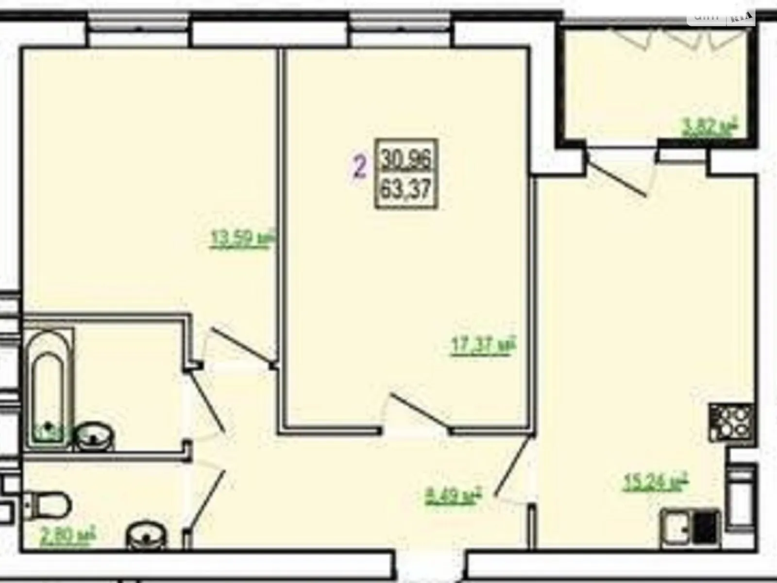 Продається 2-кімнатна квартира 64 кв. м у Харкові, вул. Полтавський Шлях, 184А корпус 22 - фото 1