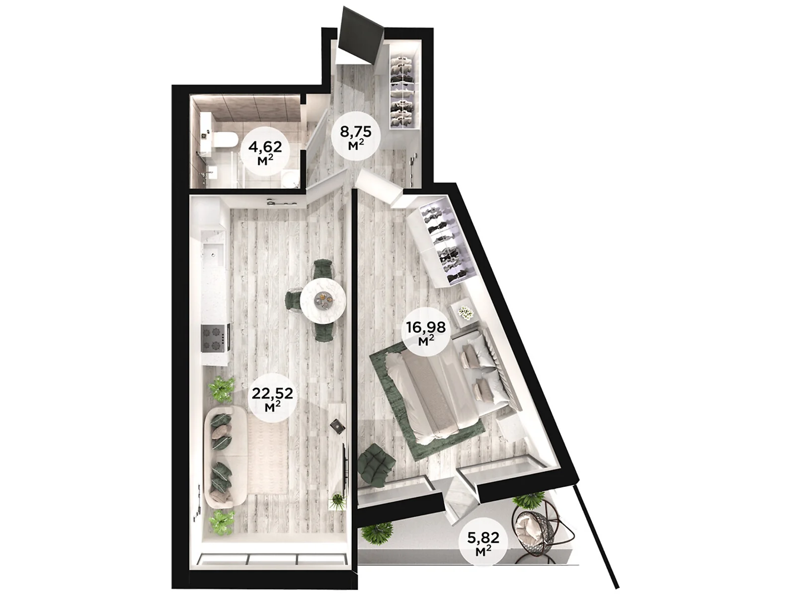 Продається 1-кімнатна квартира 58.69 кв. м у Дніпрі, вул. Сонячна Набережна(Малиновського Маршала) - фото 1