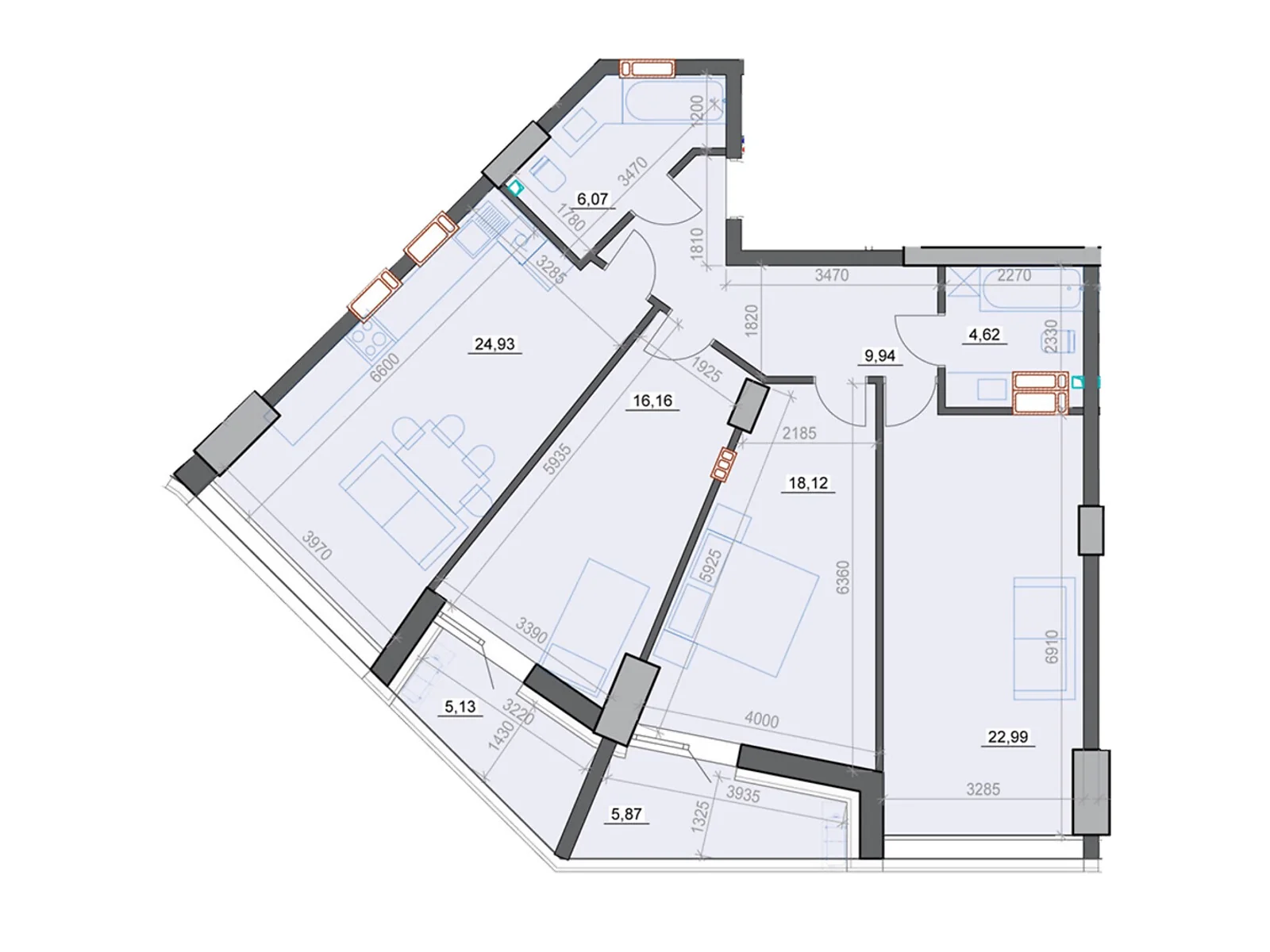 Продається 4-кімнатна квартира 108.33 кв. м у Дніпрі, вул. Сонячна Набережна(Малиновського Маршала) - фото 1