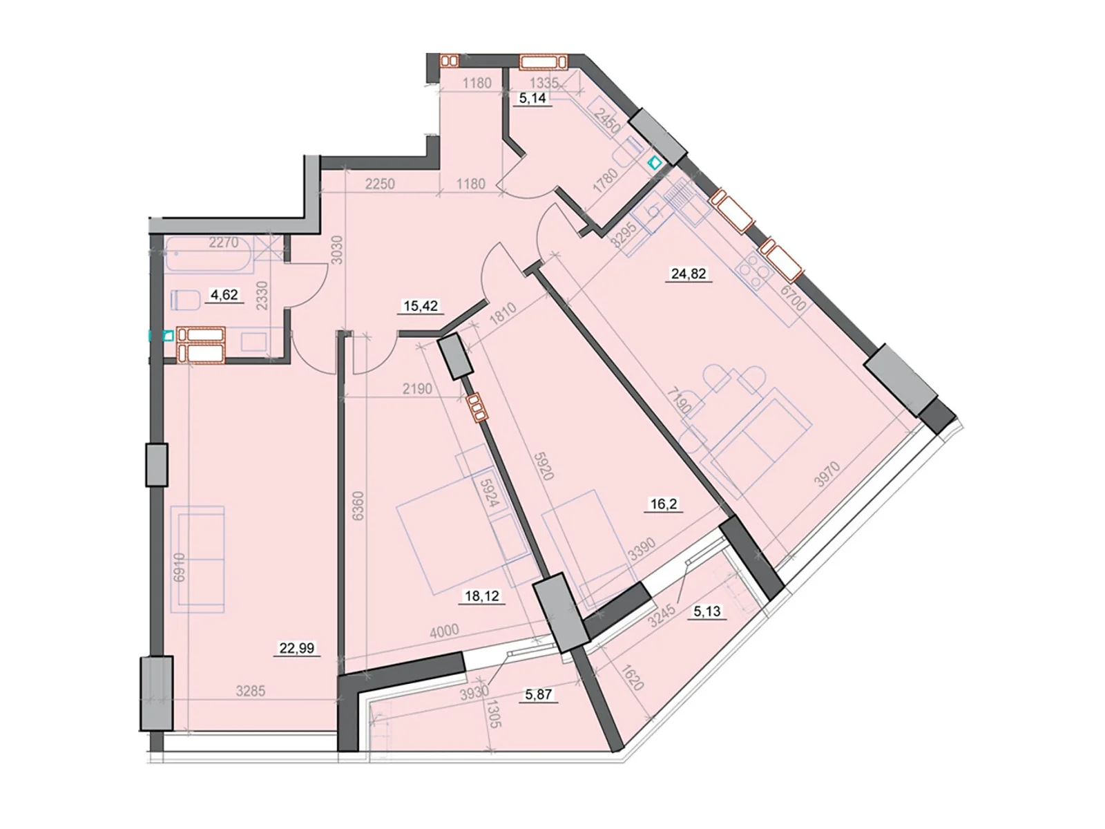 Продається 4-кімнатна квартира 112.83 кв. м у Дніпрі, вул. Сонячна Набережна(Малиновського Маршала) - фото 1