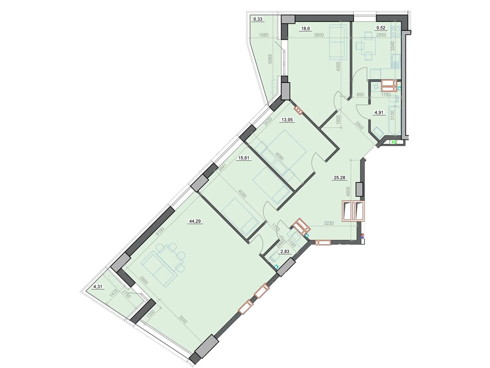 Продається 4-кімнатна квартира 138.18 кв. м у Дніпрі, вул. Сонячна Набережна(Малиновського Маршала) - фото 1
