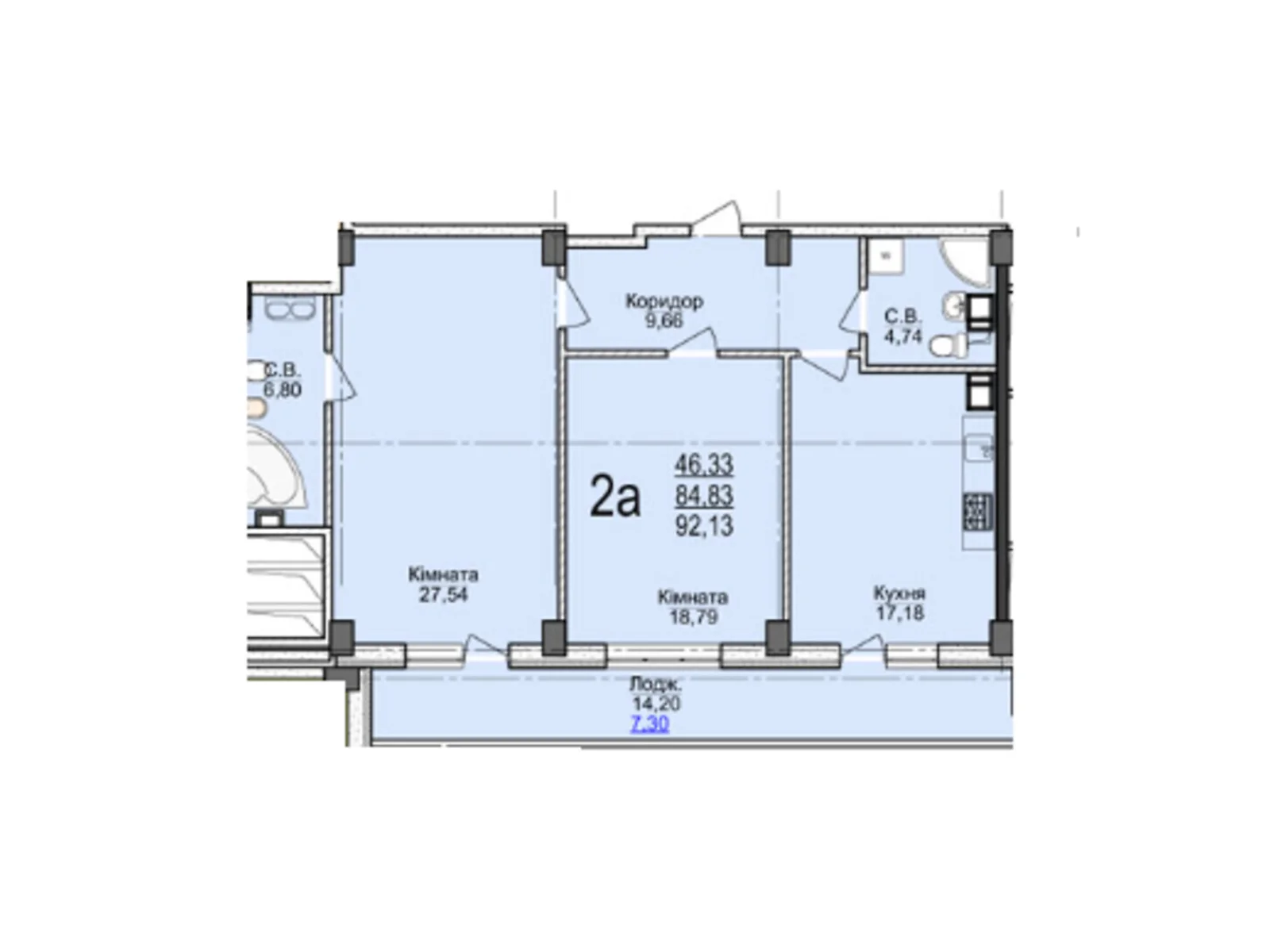 Продается 2-комнатная квартира 88.35 кв. м в Черкассах, бул. Шевченко, 202 - фото 1