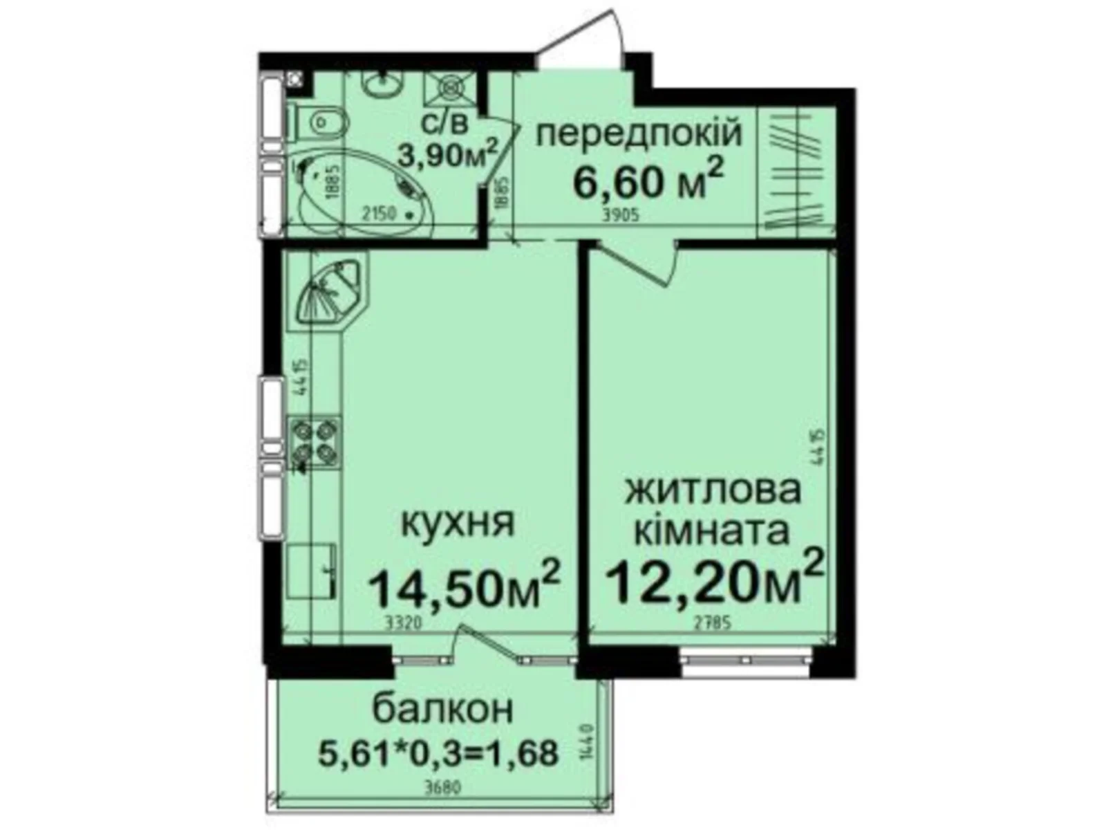 Продается 1-комнатная квартира 38.88 кв. м в Киеве, ул. Метрологическая, 42 - фото 1