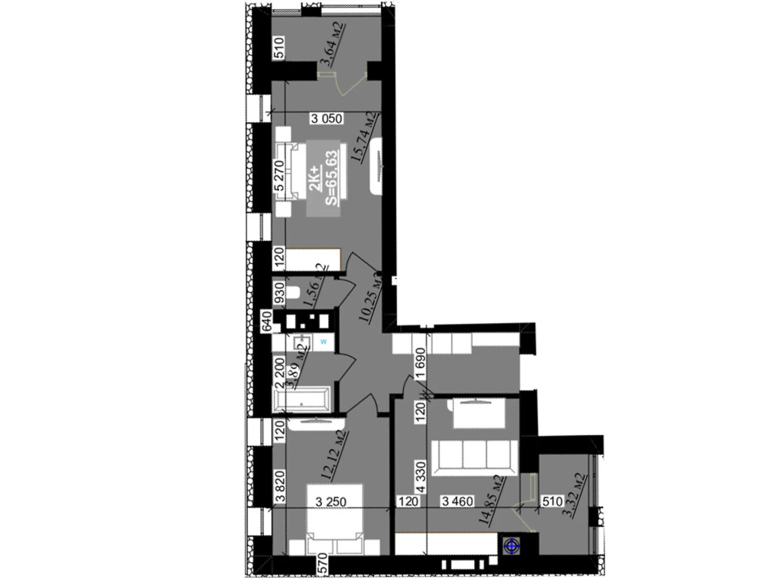 Продается 2-комнатная квартира 65.63 кв. м в Криховцах, ул. Приозерная, 2 - фото 1